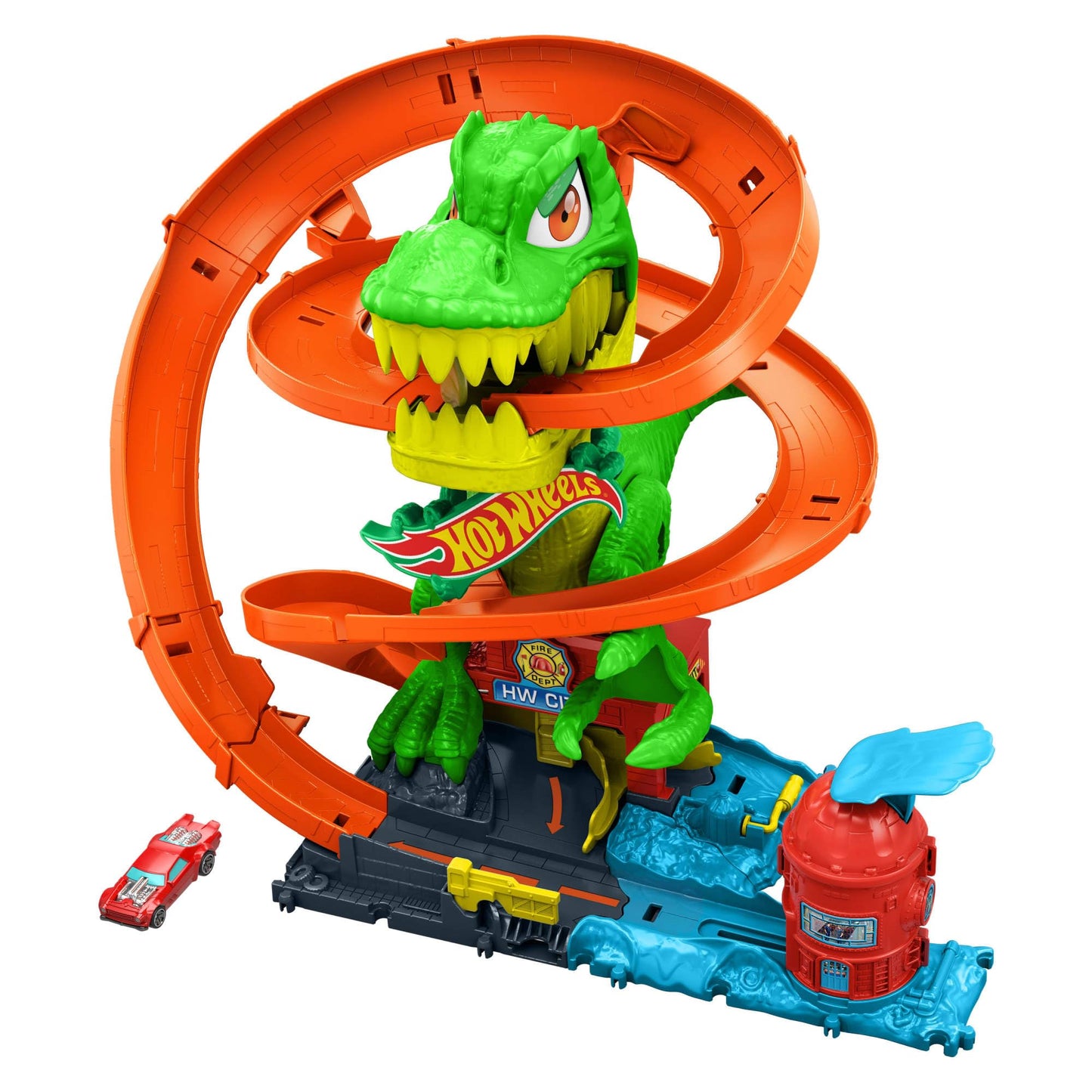 Hot Wheels City T-Rex Blaze Battle Track Set | 1:64 Die-Cast Car Included
