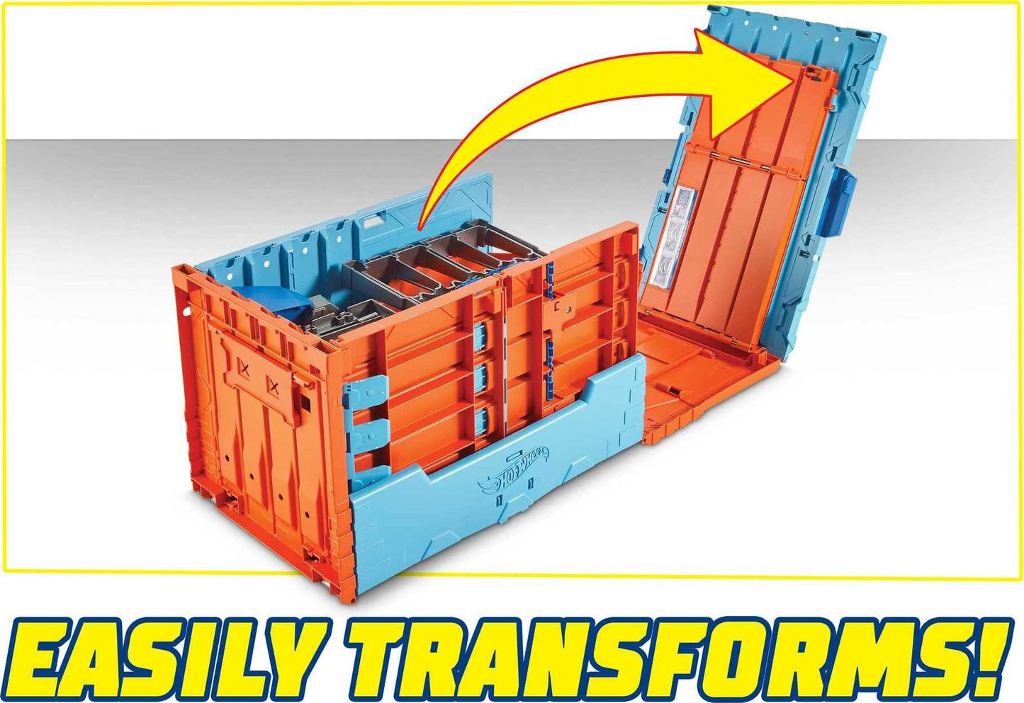 Hot Wheels Race Crate Track Set — Transforms into 3 Builds, Includes 2 Cars, Portable Storage, 1:64 Scale (Amazon Exclusive)