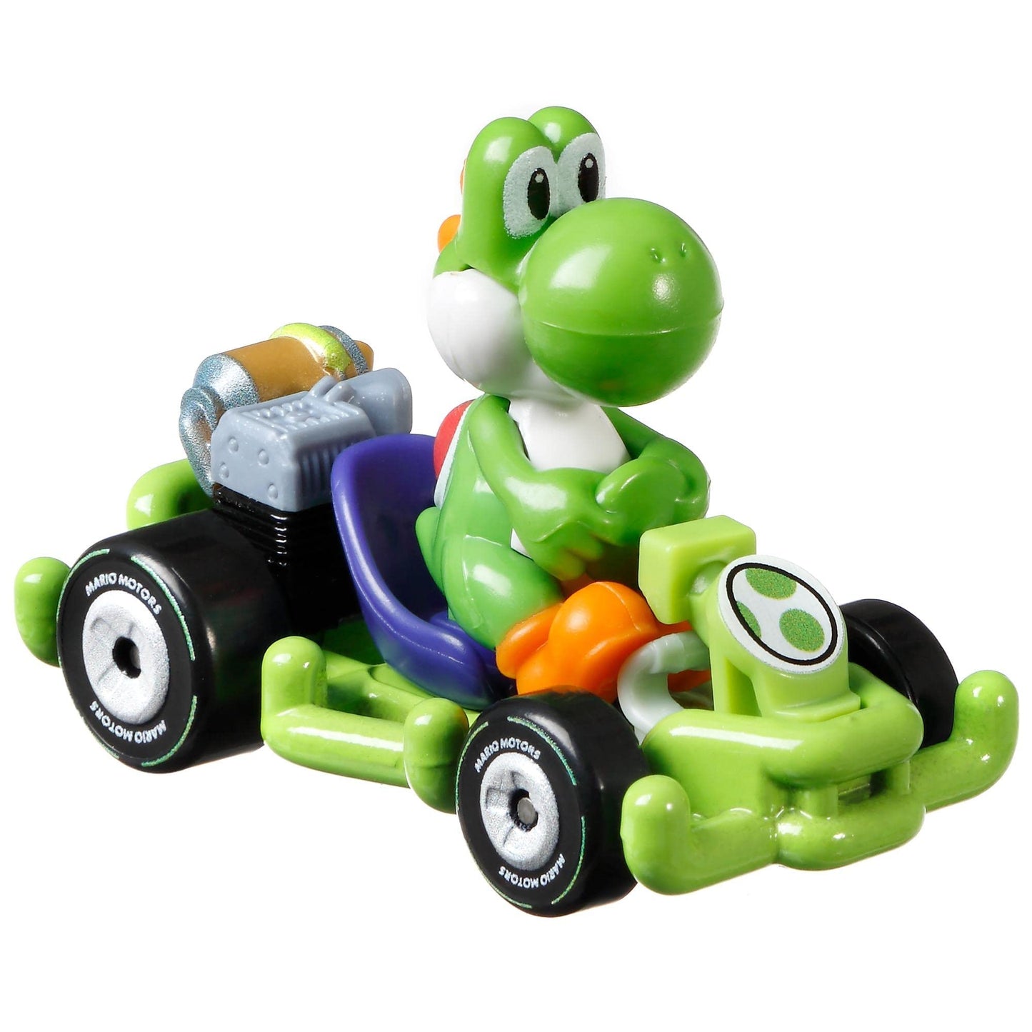 Hot Wheels GRN19 Yoshi Dinosaur Pipe-Frame Kart – 1/64 Die-Cast, Super Mario Kart (5 cm)