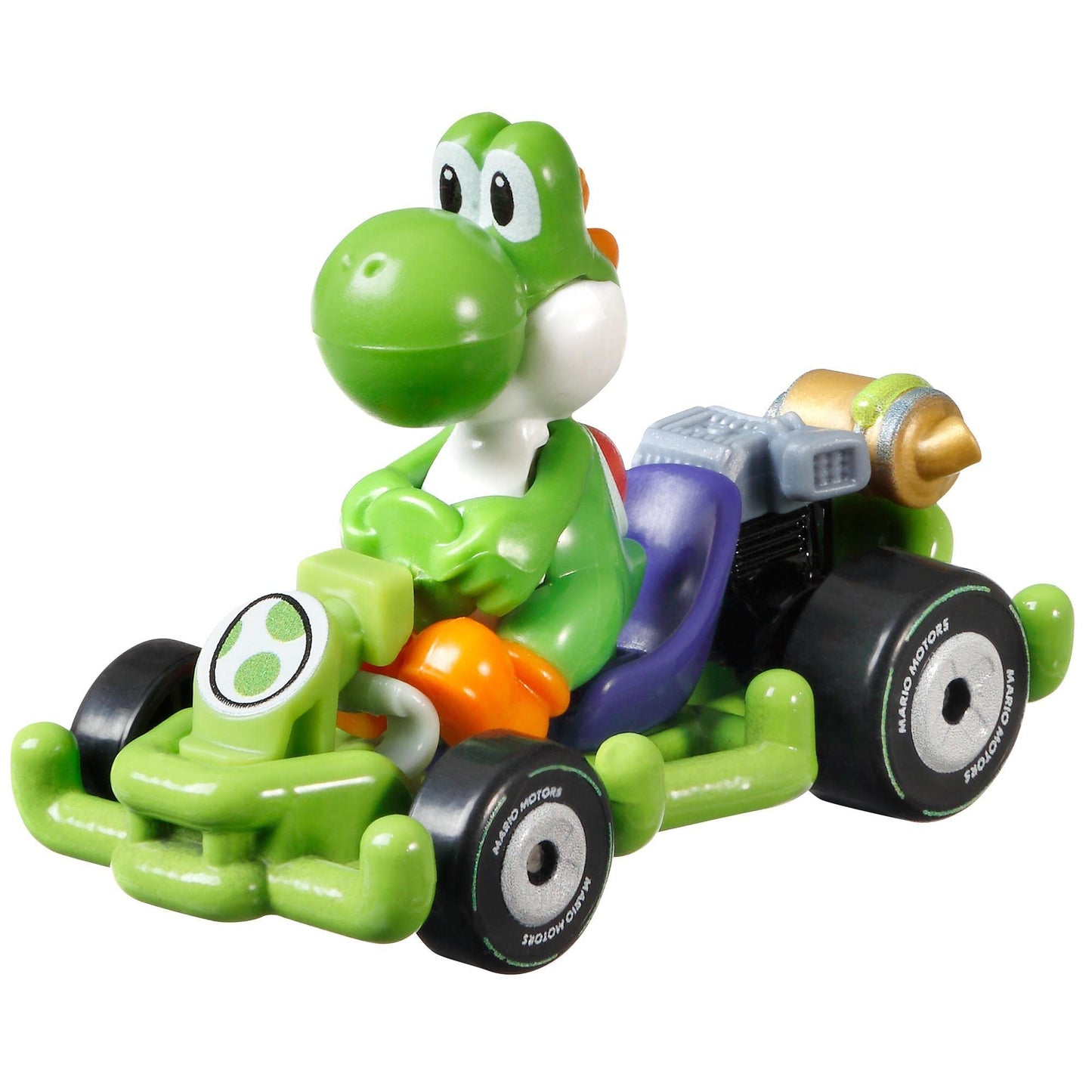 Hot Wheels GRN19 Yoshi Dinosaur Pipe-Frame Kart – 1/64 Die-Cast, Super Mario Kart (5 cm)