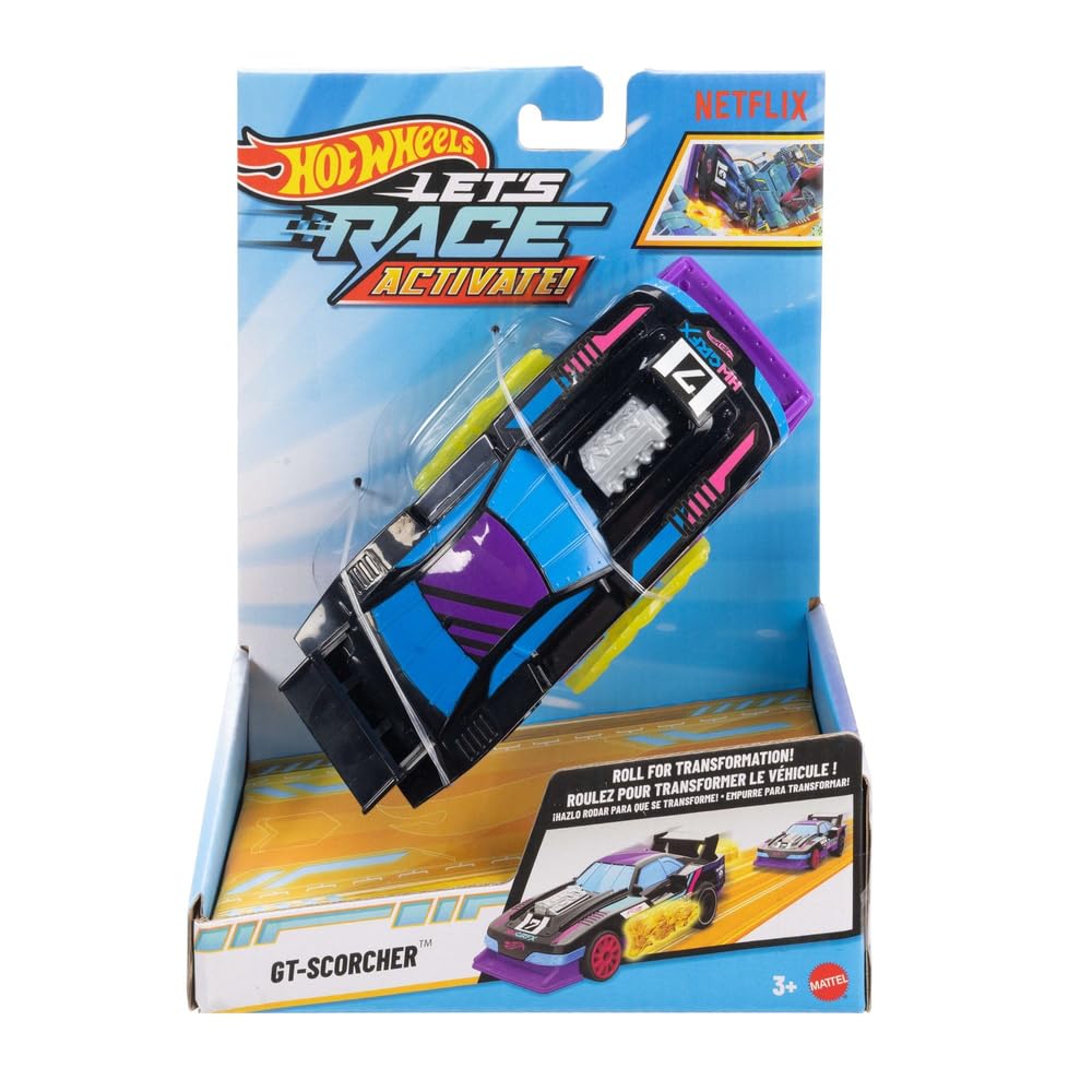 Hot Wheels GT-Scorcher – Flames Activate as it Rolls! 1:32 Scale Toy Car