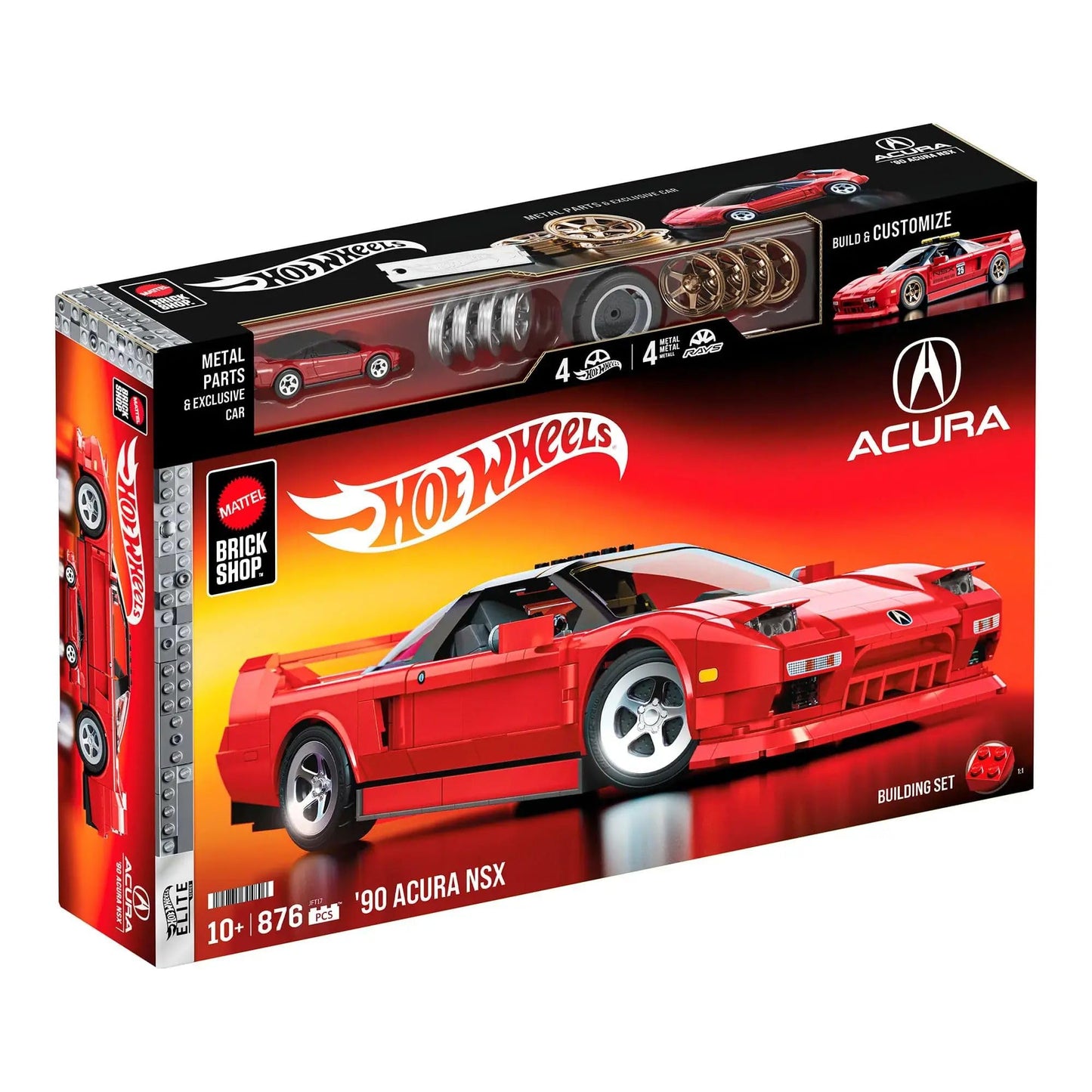 Hot Wheels 1/16 Honda Acura NSX 1990 Building Kit - 876 Pieces + 1/64 Mini Car