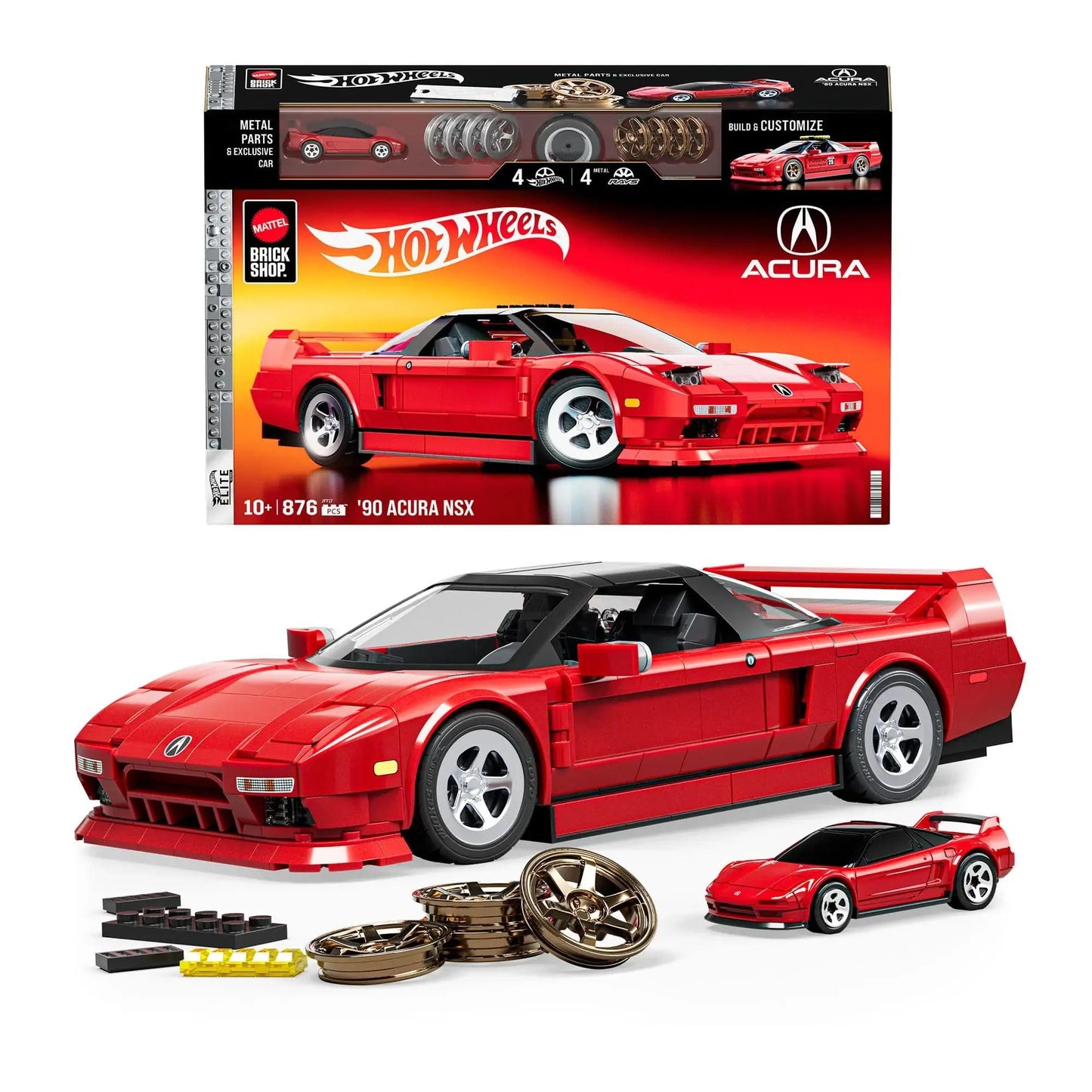 Hot Wheels 1/16 Honda Acura NSX 1990 Building Kit - 876 Pieces + 1/64 Mini Car