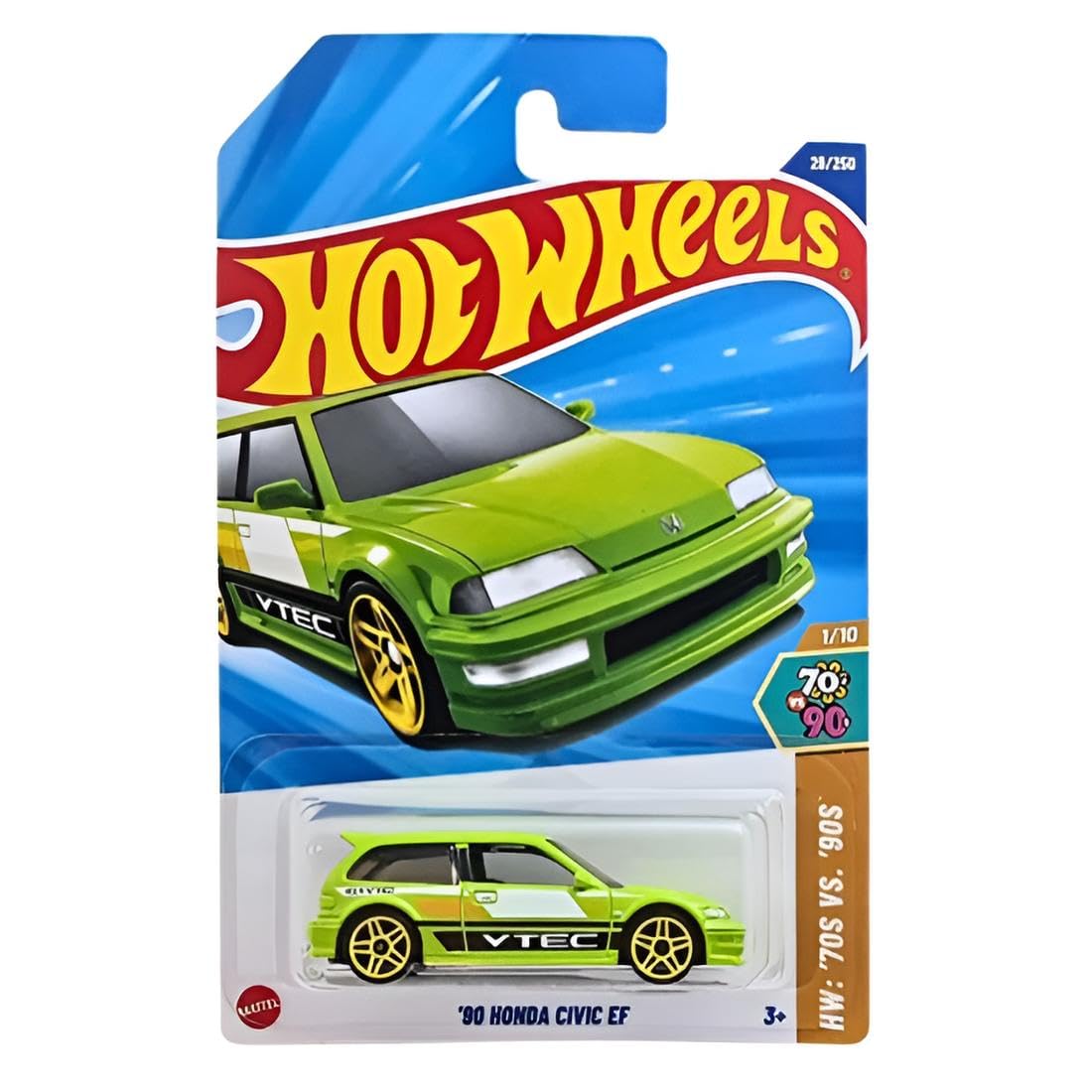 Hot Wheels '90 Honda Civic EF Green - 70s vs 90s Collection, 1/10 Scale
