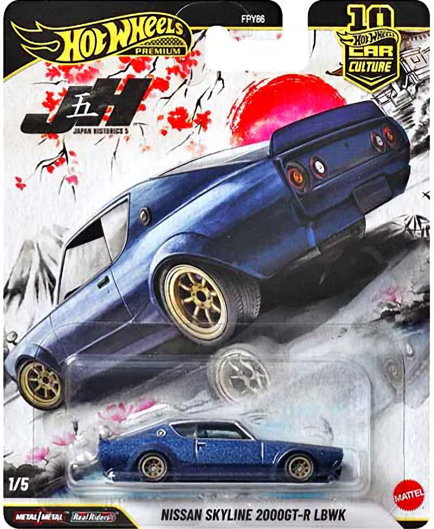 Hot Wheels Japan Historics 5 Premium Car Culture Set – 1:64 Diecast Collection (Nissan Skyline, AE86, Celica, Datsun 620, Honda CRX)