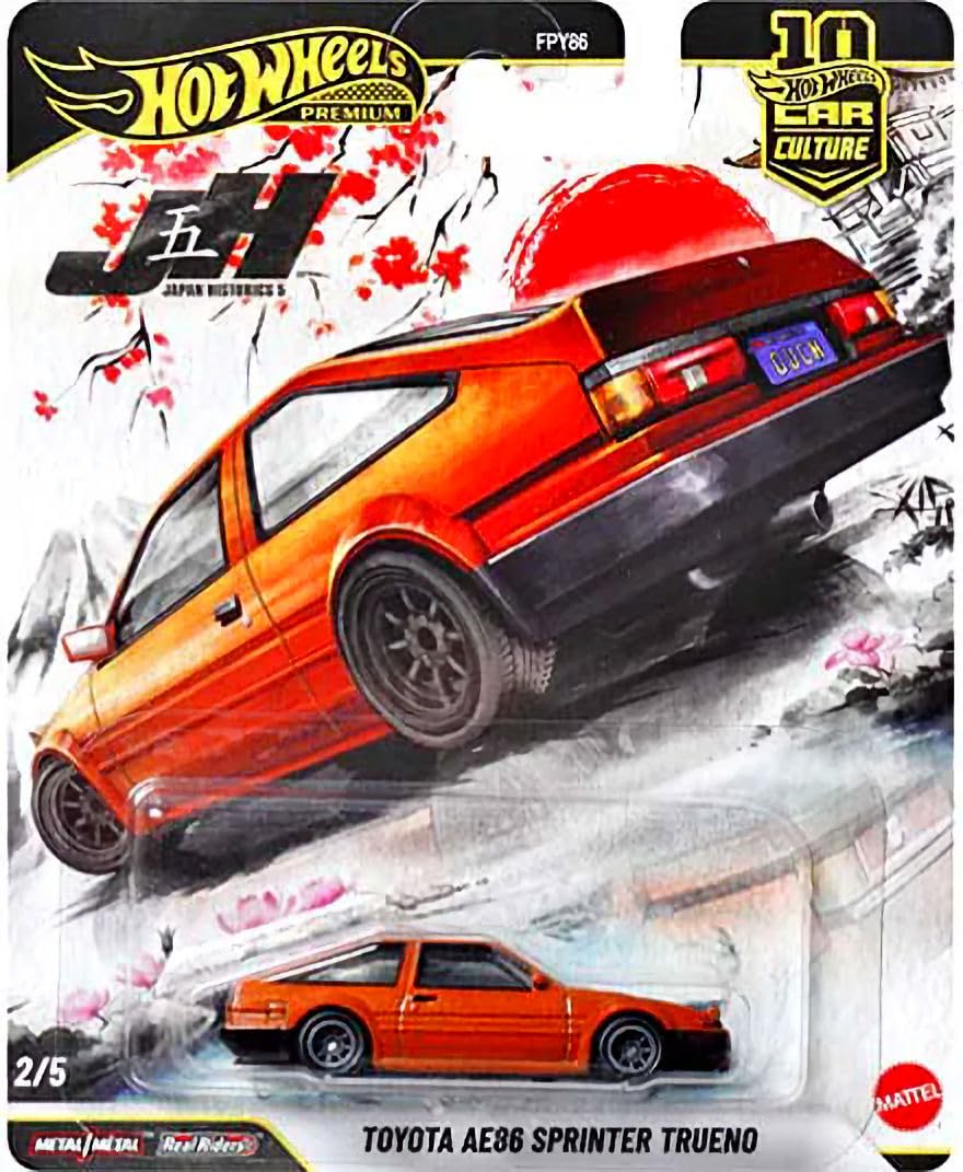 Hot Wheels Japan Historics 5 Premium Car Culture Set – 1:64 Diecast Collection (Nissan Skyline, AE86, Celica, Datsun 620, Honda CRX)