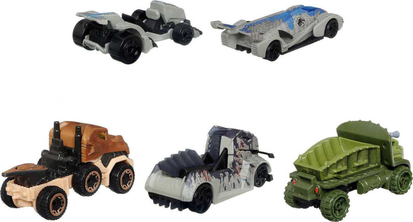 Hot Wheels Jurassic World Dominion 1:64 Character Cars 5-Pack – Beta, Giganotosaurus, T-Rex, Triceratops & Velociraptor
