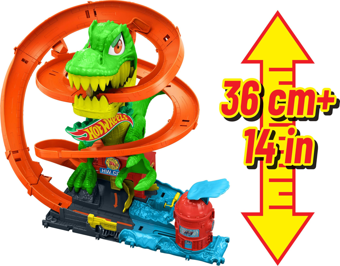 Hot Wheels City T-Rex Blaze Battle Track Set | 1:64 Die-Cast Car Included