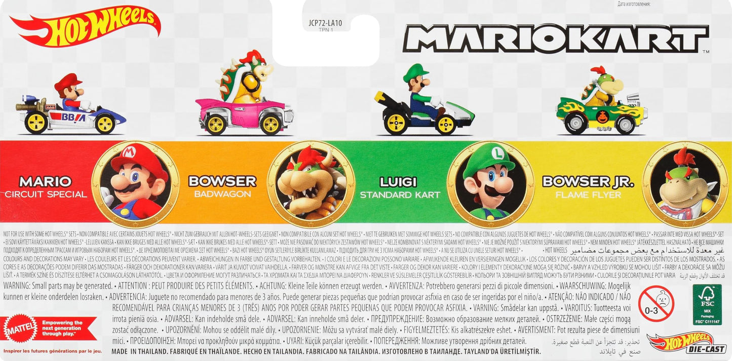 Hot Wheels Mario Kart 4-Pack: Collectible 1:64 Scale Karts with Exclusive Model