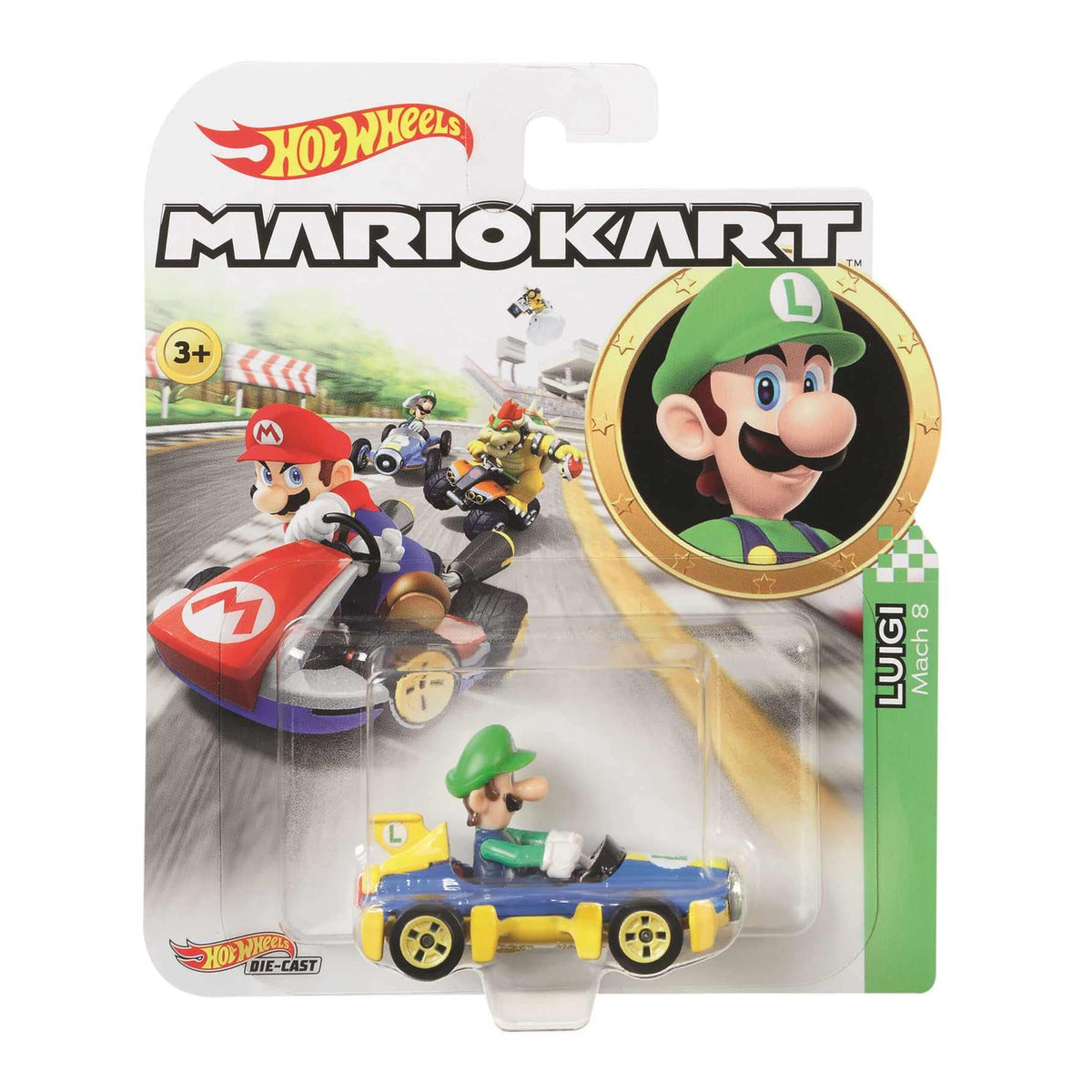 Hot Wheels Mario Kart Luigi Mach 8 – 1:64 Die-Cast Car for Track Play