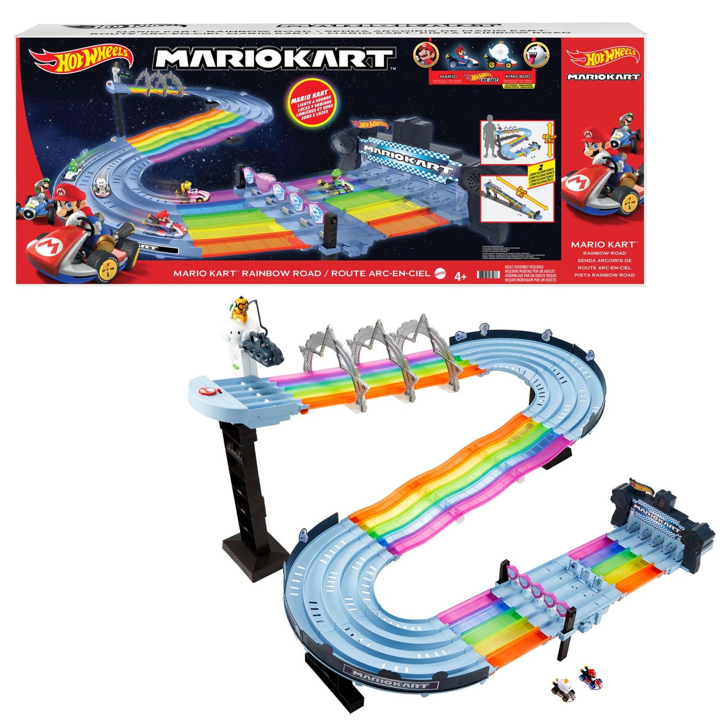Hot Wheels Mario Kart Rainbow Road Raceway — 8-Foot Track with Lights & Sounds