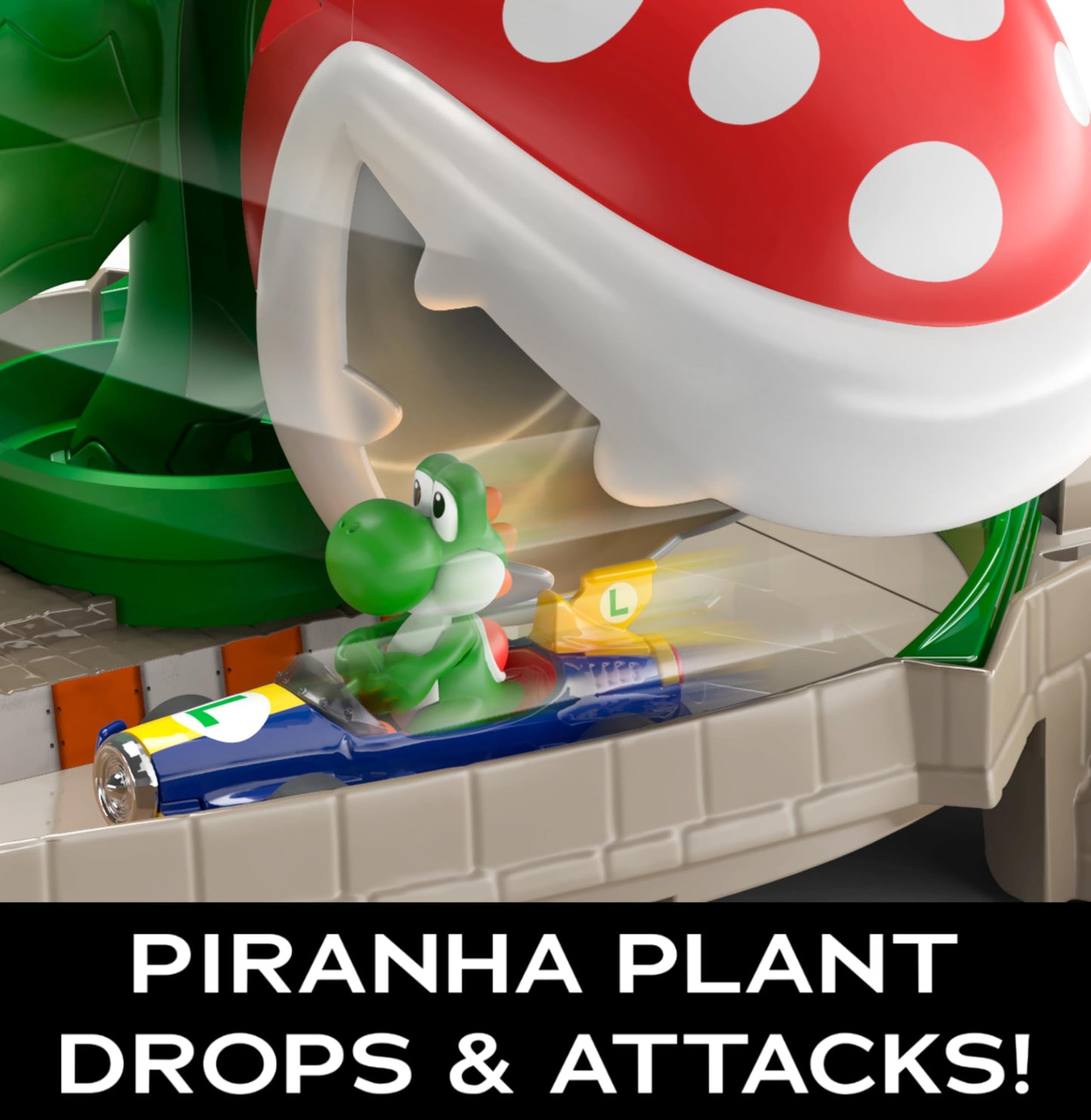 Hot Wheels Mario Kart Track Set & Piranha Plant Slide — First-Appearance Yoshi Kart & Gravity Launcher