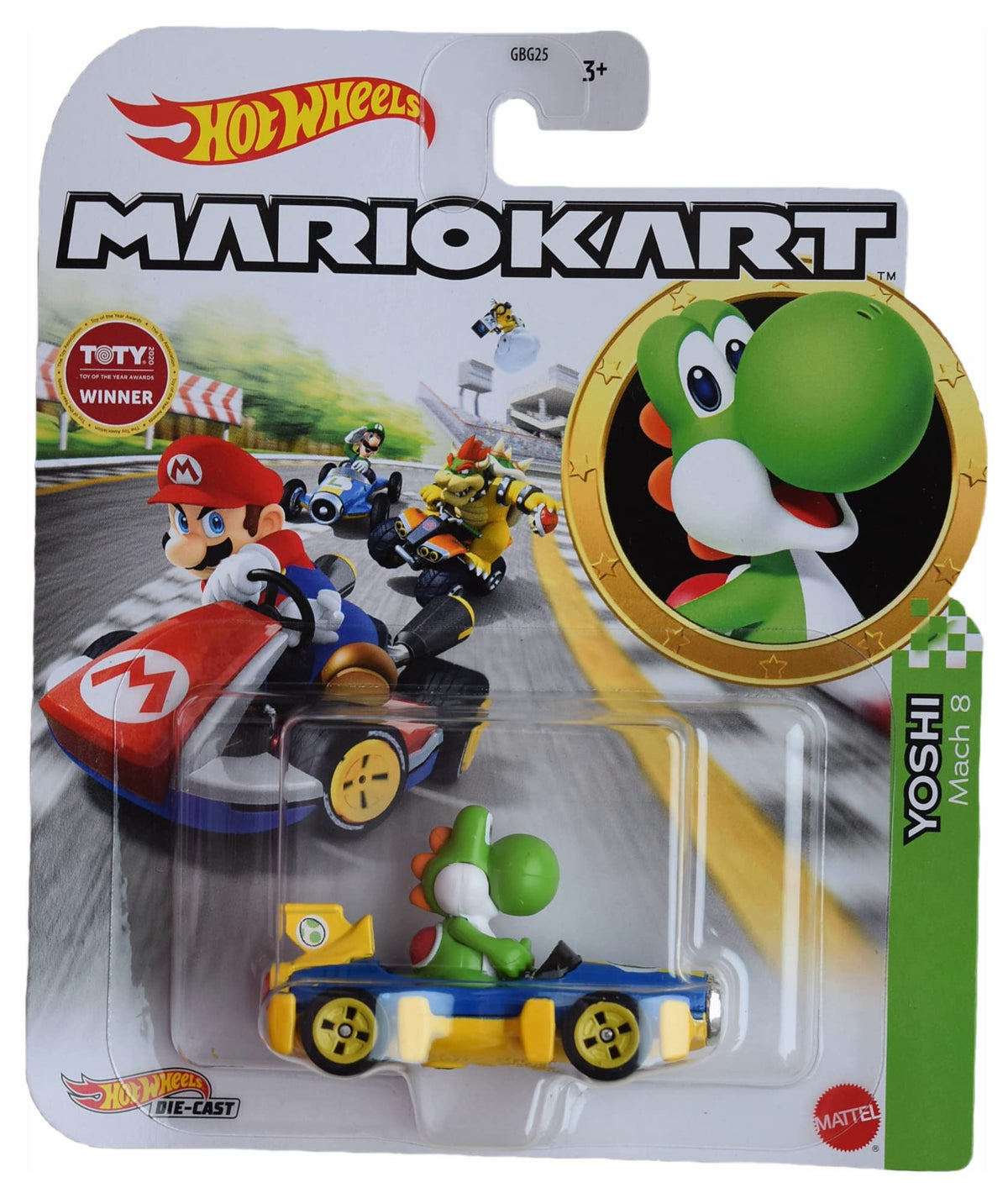 Hot Wheels Mario Kart Yoshi Mach 8 – Die-Cast Racing Car