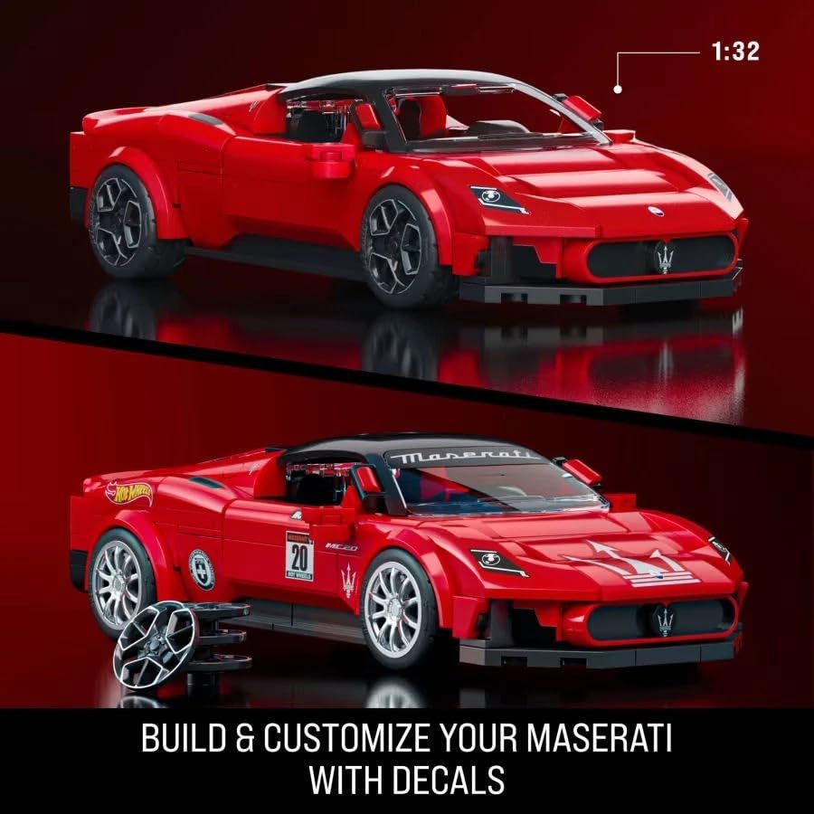 Hot Wheels 1/32 Maserati MC20 Building Kit – 250 Pieces with 1/64 Mini Car | Mattel Brick Shop