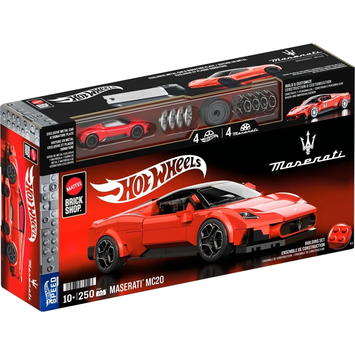Hot Wheels 1/32 Maserati MC20 Building Kit – 250 Pieces with 1/64 Mini Car | Mattel Brick Shop