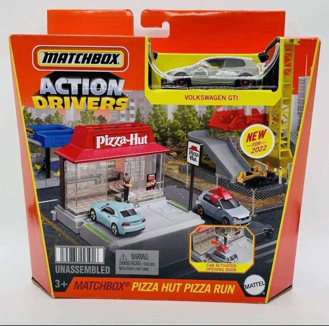 Hot Wheels Matchbox Pizza Run Play Set with VW GTI Car — Auto Drivers Expansion