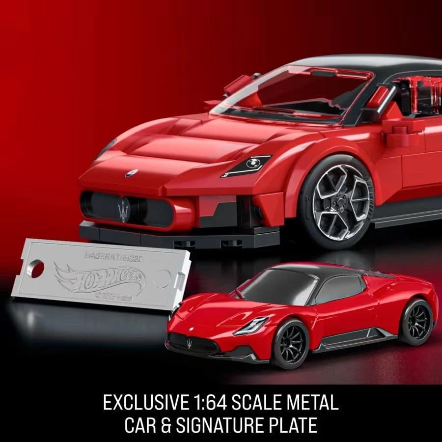 Hot Wheels 1/32 Maserati MC20 Building Kit – 250 Pieces with 1/64 Mini Car | Mattel Brick Shop
