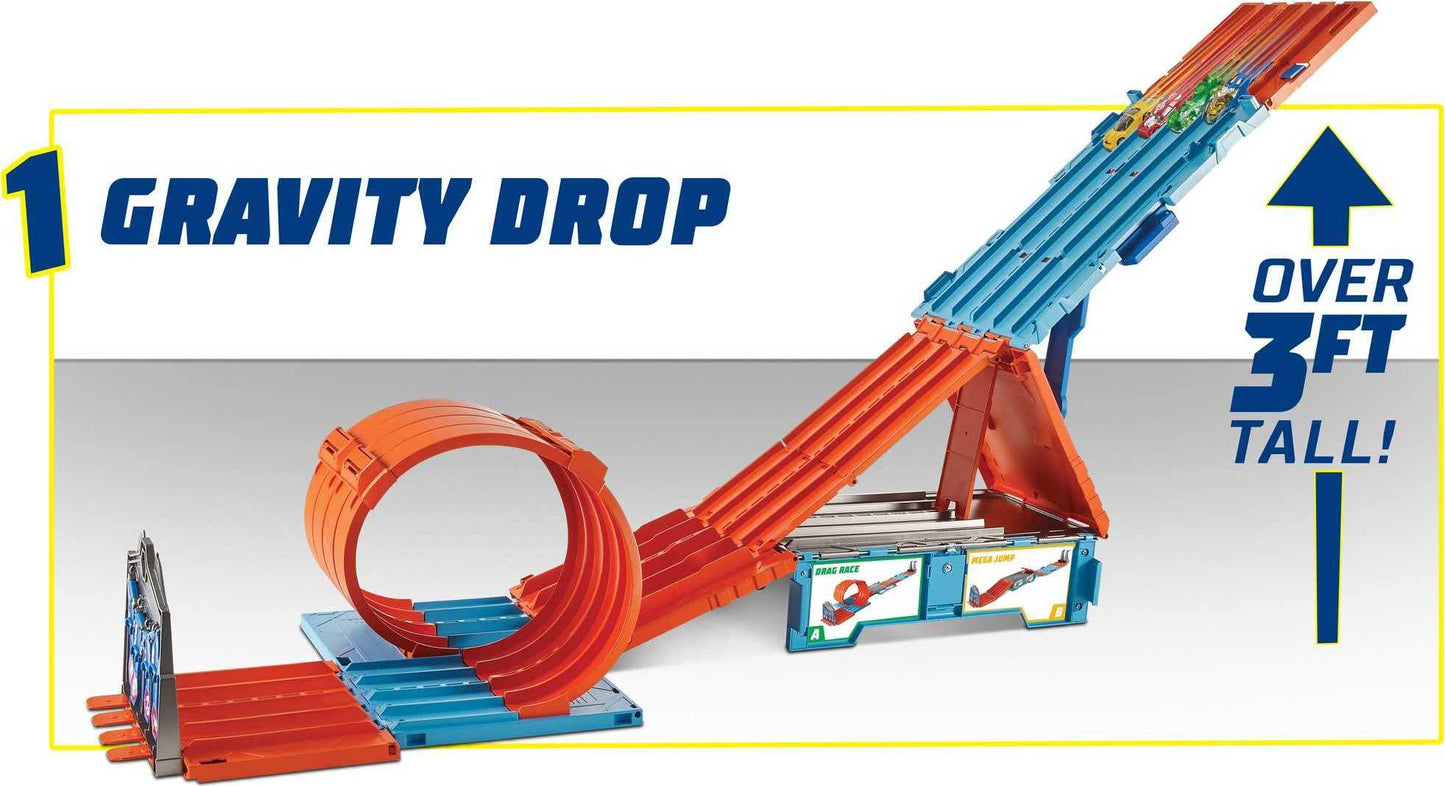 Hot Wheels Race Crate Track Set — Transforms into 3 Builds, Includes 2 Cars, Portable Storage, 1:64 Scale (Amazon Exclusive)