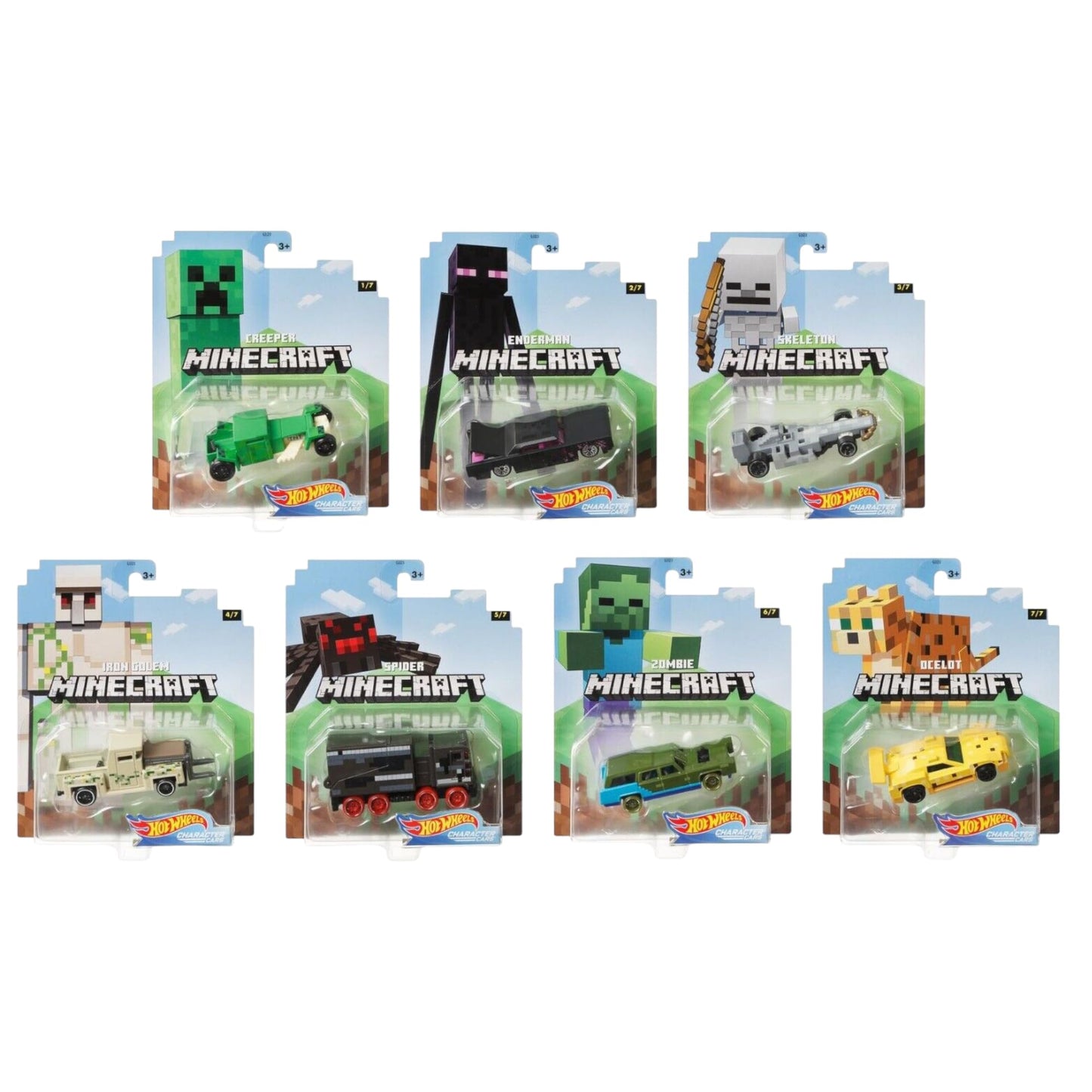 Hot Wheels Minecraft 2020 1:64 Gaming Characters Cars – Complete Set of 7