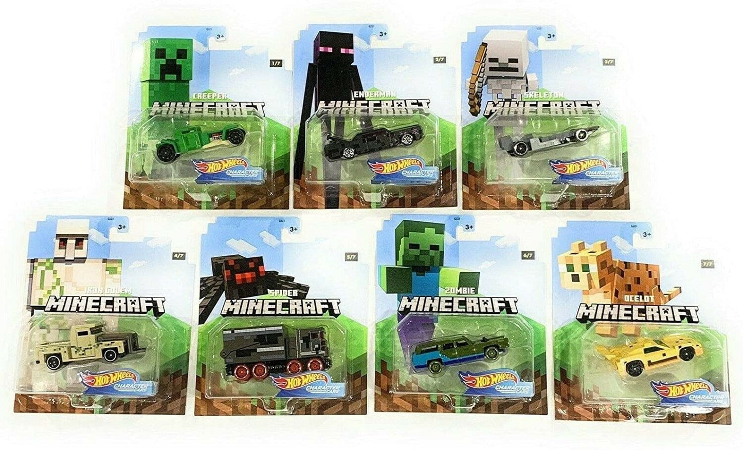 Hot Wheels Minecraft 2020 1:64 Gaming Characters Cars – Complete Set of 7