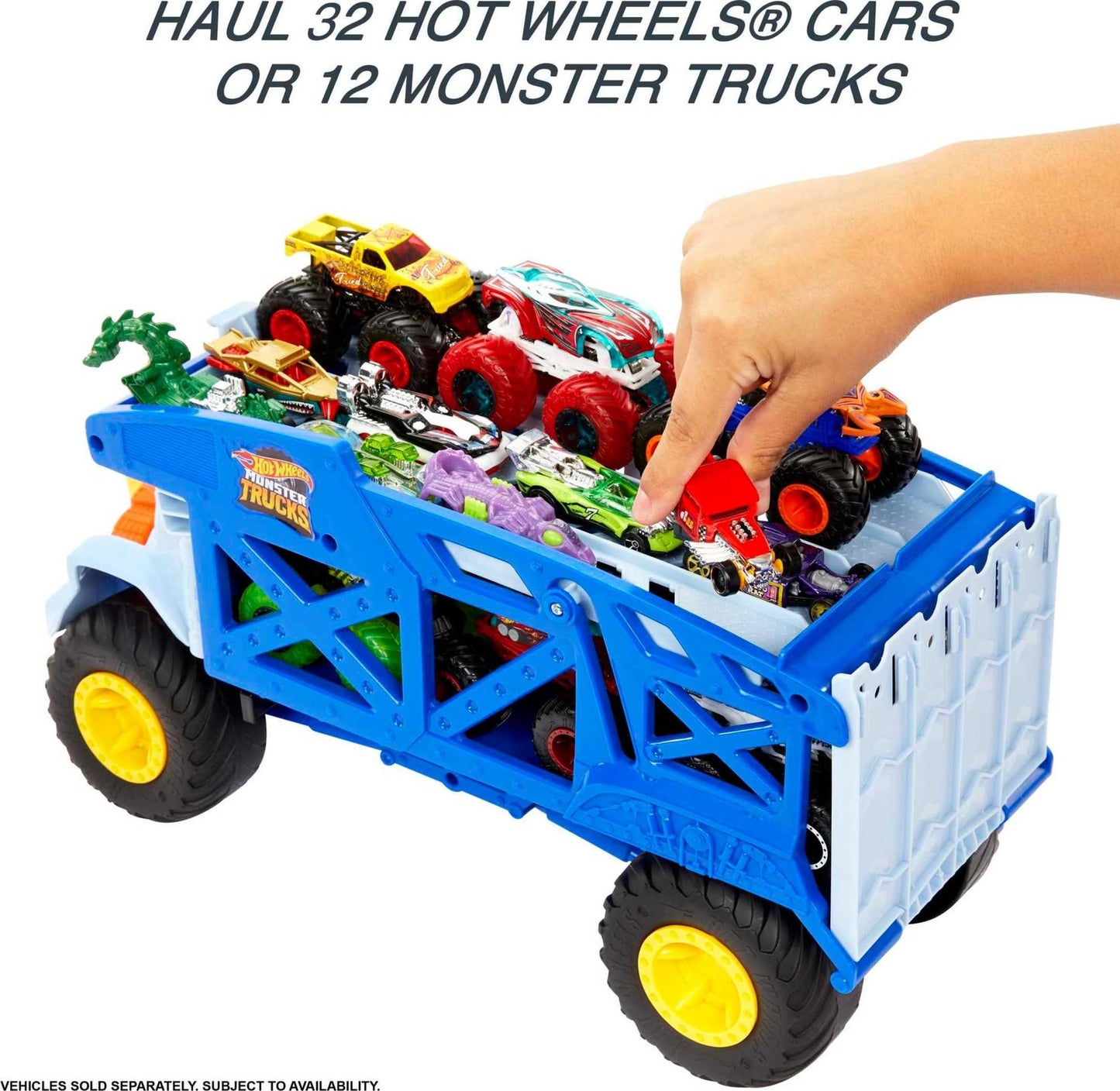Hot Wheels Monster Trucks Monster Mover Rhino Hauler – Carries 12 Trucks or 32 Cars