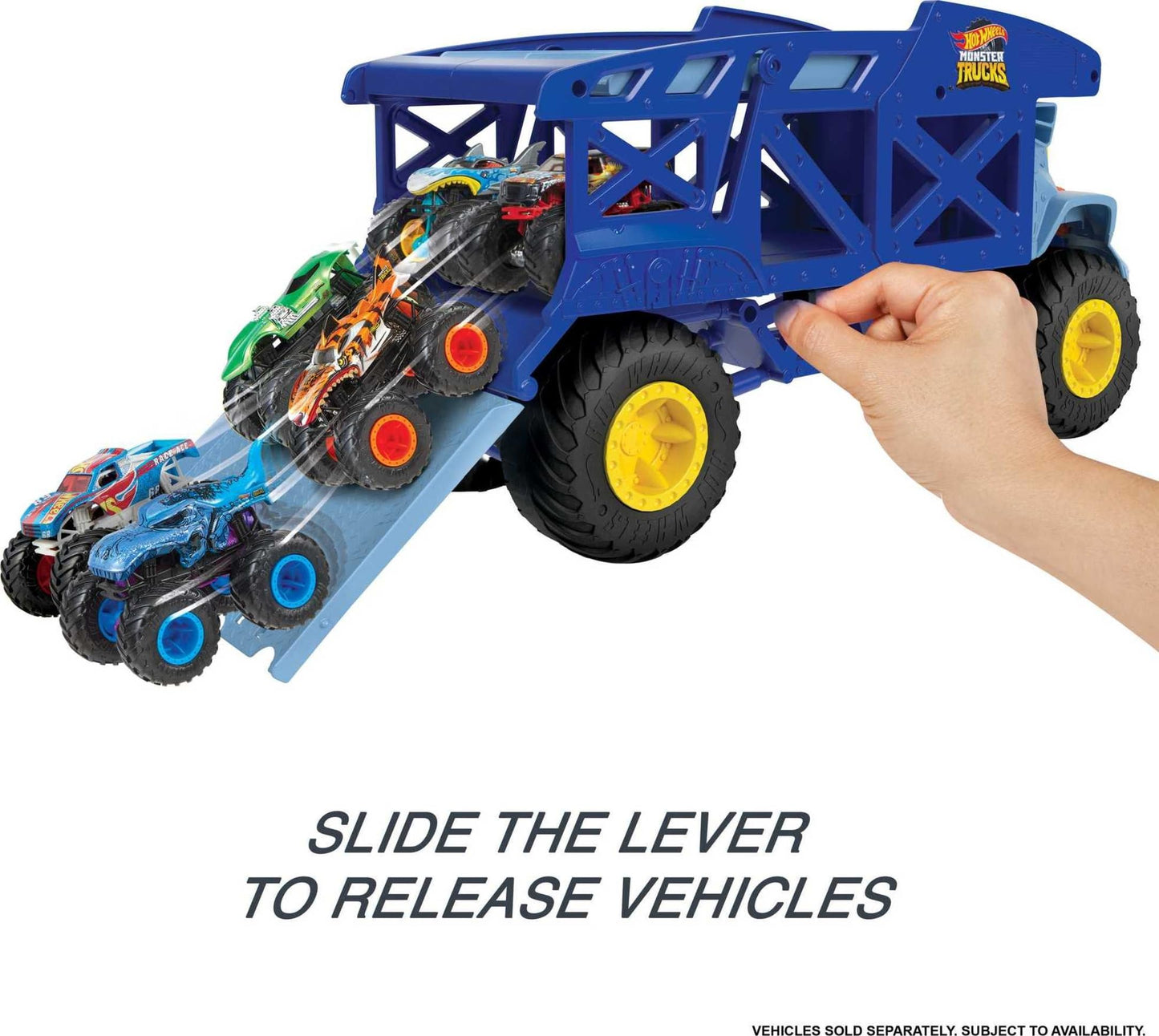 Hot Wheels Monster Trucks Monster Mover Rhino Hauler – Carries 12 Trucks or 32 Cars