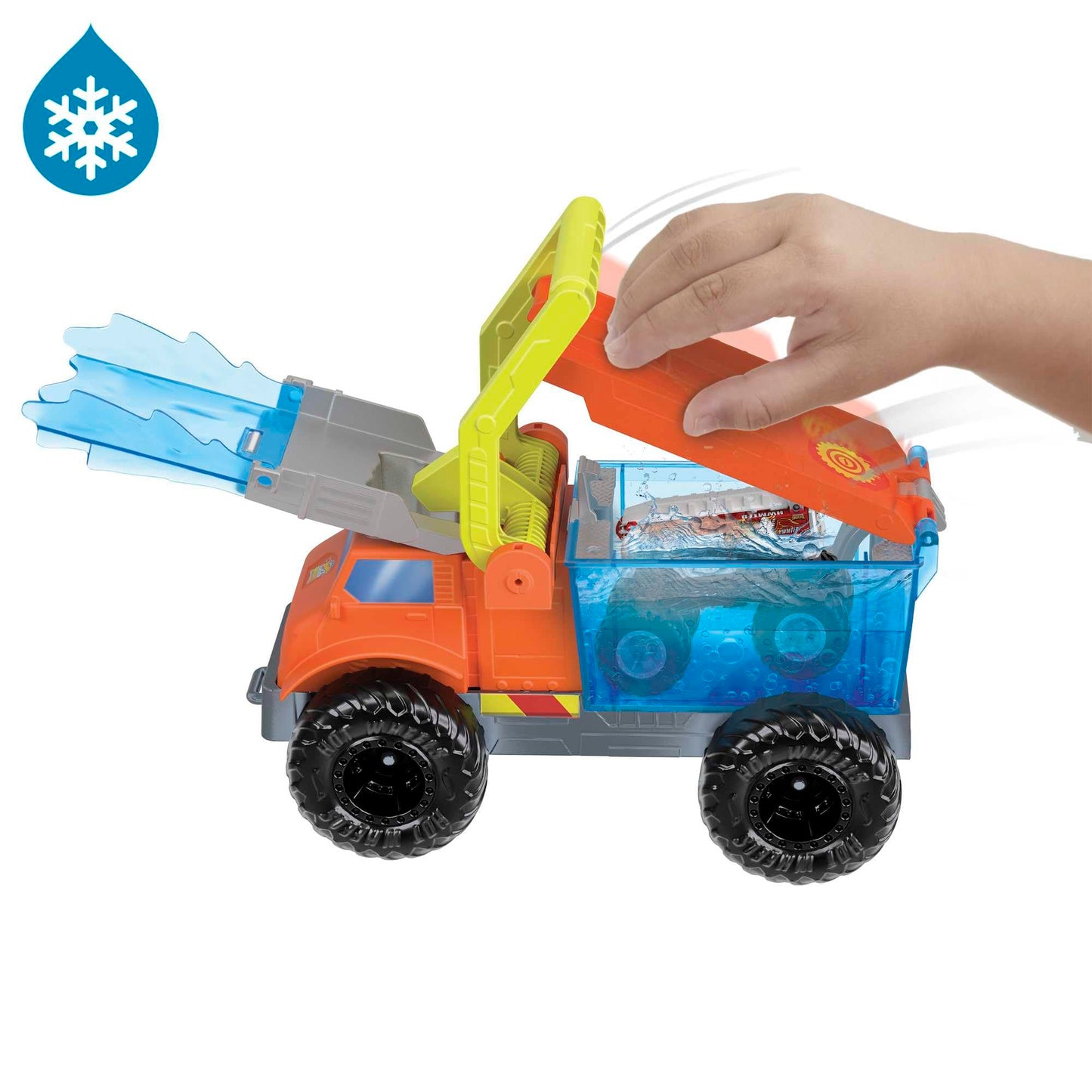 Hot Wheels Monster Trucks Color Shifters 5 Alarm Rescue Playset – 2 Demolition Cars & Trailer