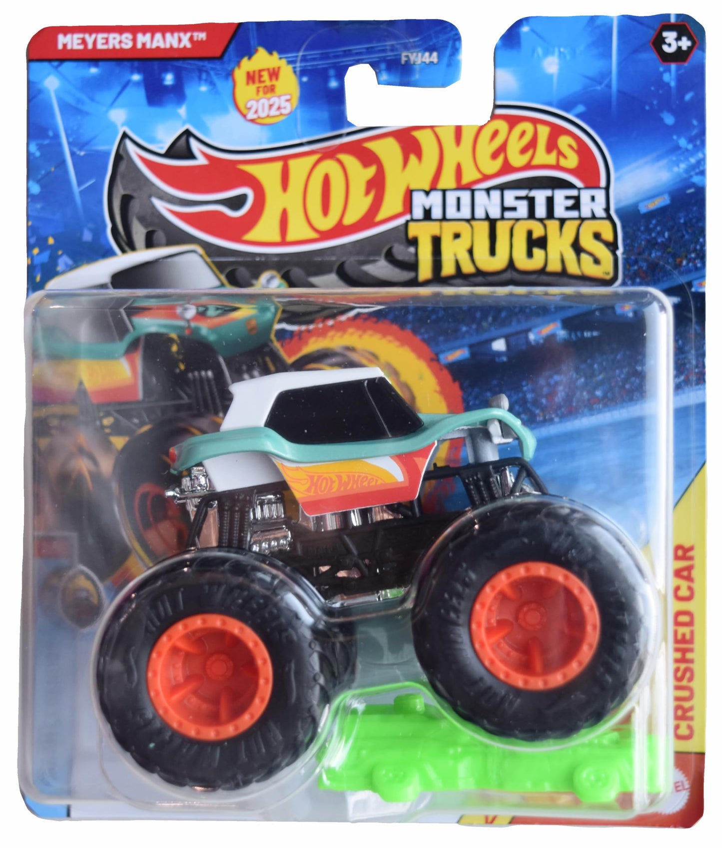 Hot Wheels Monster Trucks Meyers Manx – Crash Legends 2/5 Die-Cast Model with Crushed Car