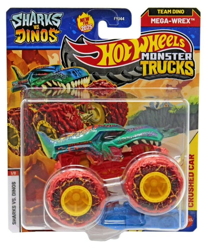 Hot Wheels Sharks vs Dinos Monster Trucks – 1:64 Scale Die-Cast, 2025 Edition