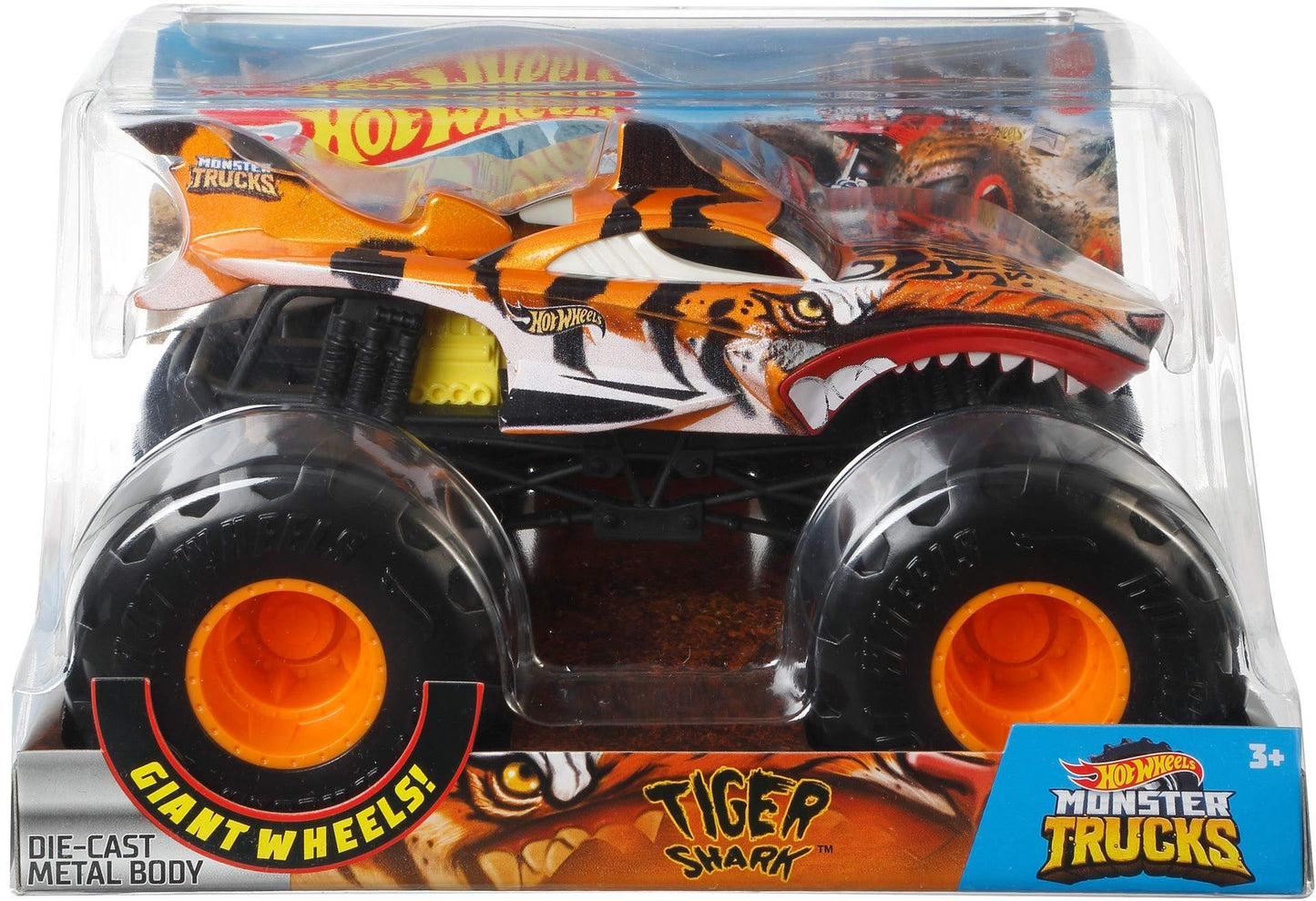 Hot Wheels Monster Trucks Tiger Shark 1:24 Die-Cast with Giant Wheels – Ages 3-8