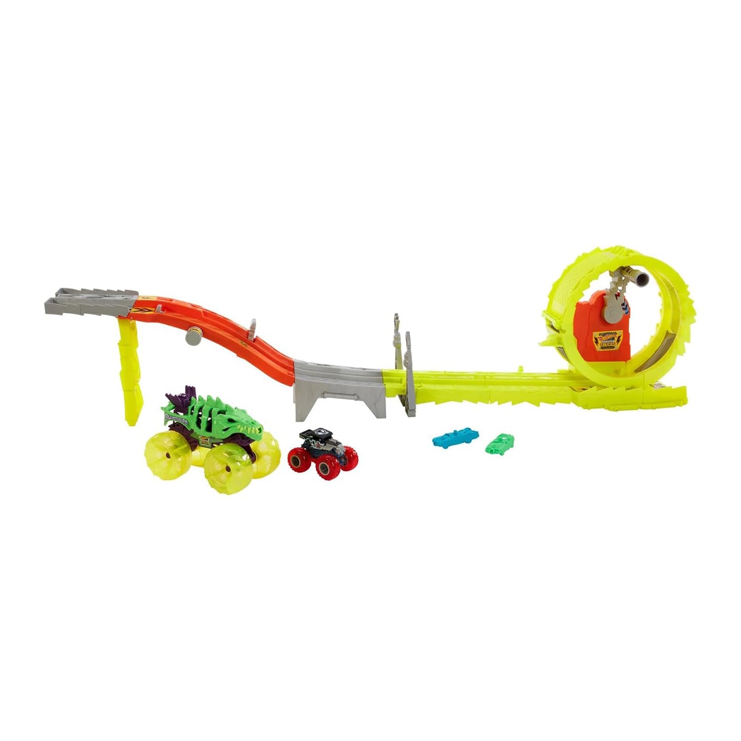 Hot Wheels Monster Trucks Track Set: Oversized Skelesaurus & Bone Shaker