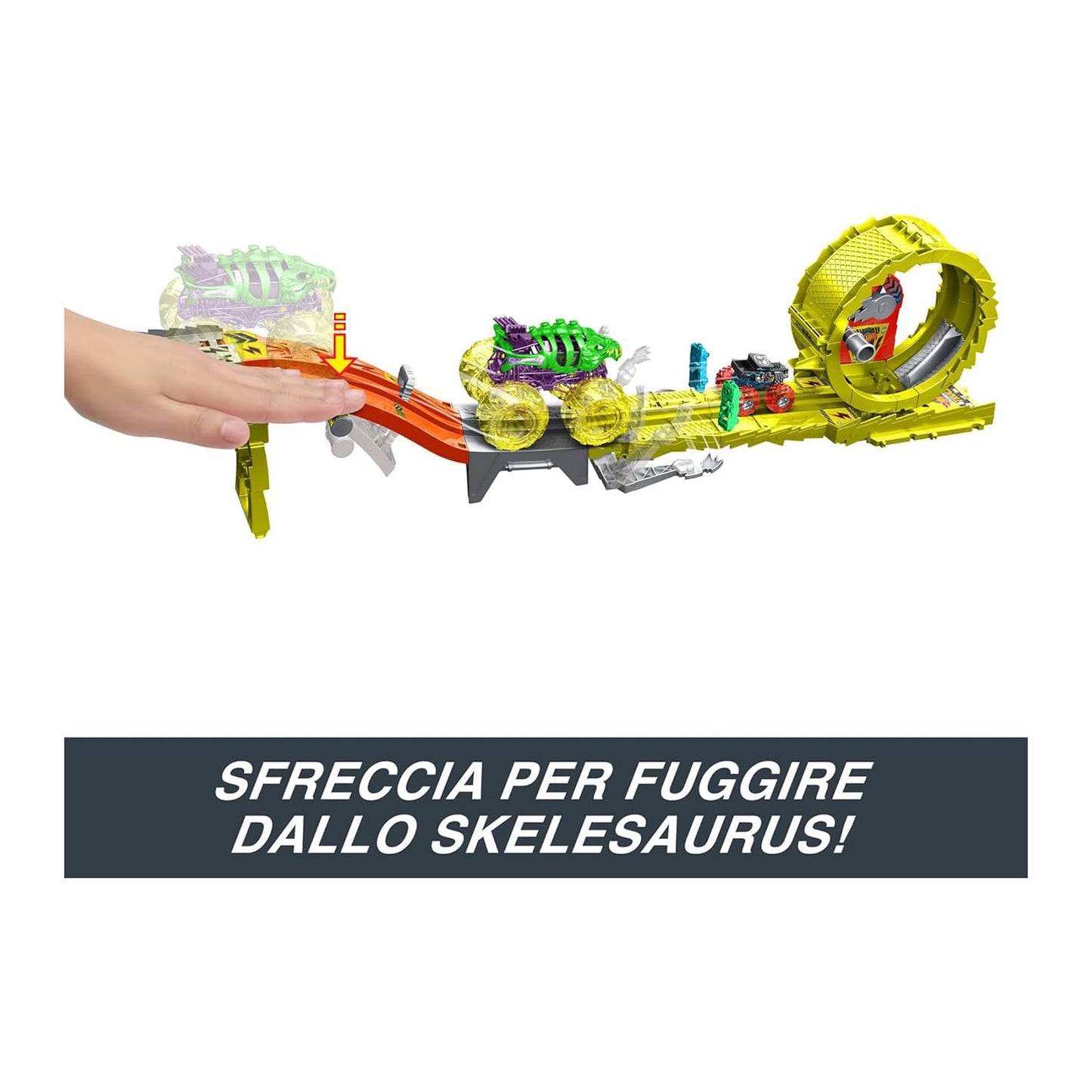 Hot Wheels Monster Trucks Track Set: Oversized Skelesaurus & Bone Shaker