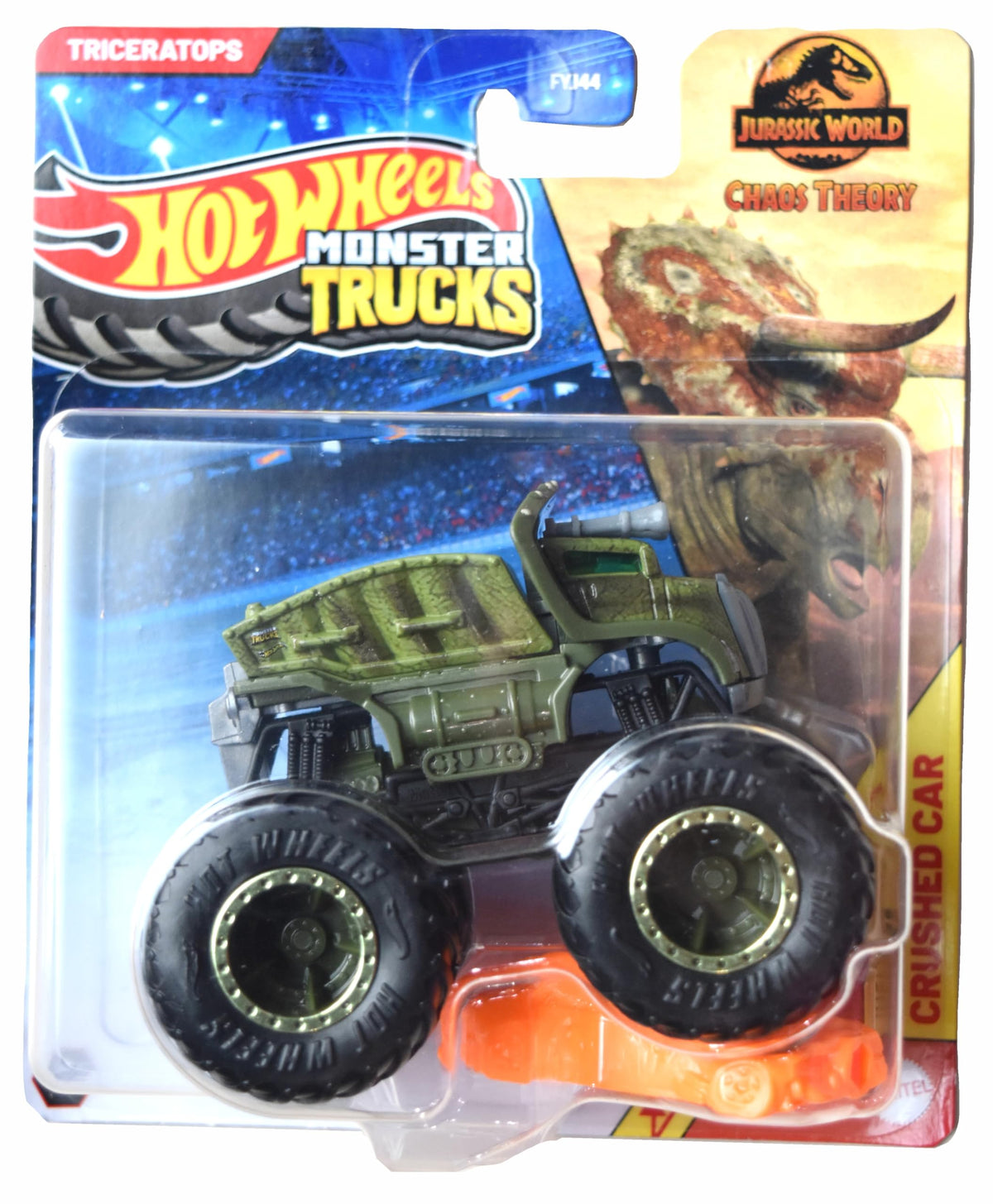 Hot Wheels Monster Trucks Triceratops 1:64 Scale – Includes Connect & Crash Car