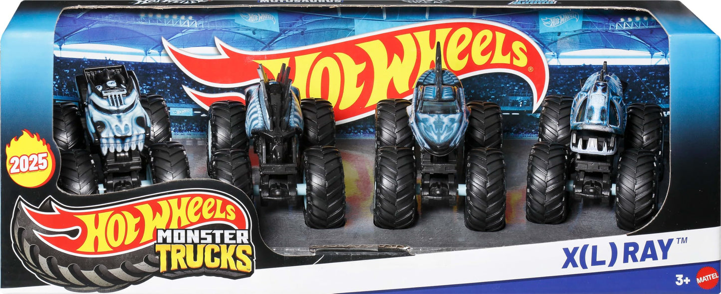 Hot Wheels Monster Trucks 4-Pack – X-Ray Themed 1:64 Scale with Exclusive Truck