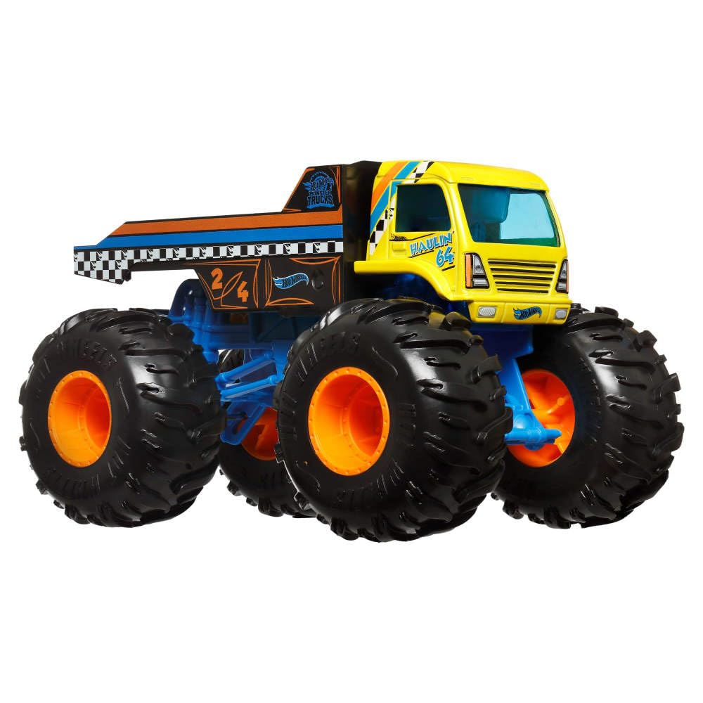 Hot Wheels Monster Trucks Oversized Haulin 64 Flatbed Truck – 1:24 Die-Cast