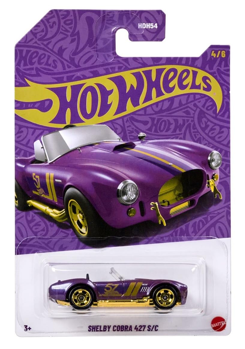 Hot Wheels Pearl & Chrome Shelby Cobra 427 S/C - 1:64 Diecast Car | 57th Anniversary Purple Edition