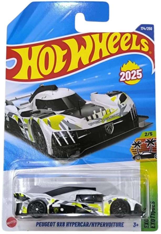 Hot Wheels Peugeot 9X8 Hypercar 1:64 Diecast – White, Exotics 2/5, 174/250 (New for 2025)