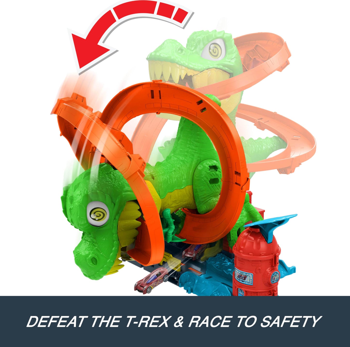 Hot Wheels City T-Rex Blaze Battle Track Set | 1:64 Die-Cast Car Included