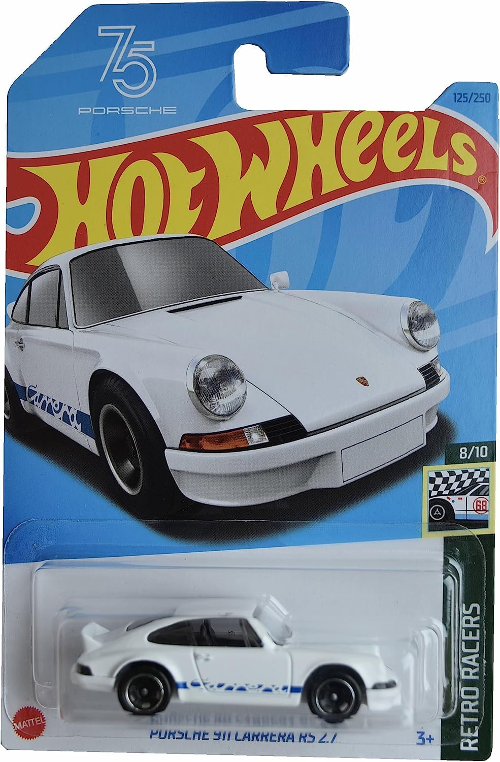 Hot Wheels Porsche 911 Carrera RS 2.7 – Retro Racers 8/10, White | 1:64 Die-Cast