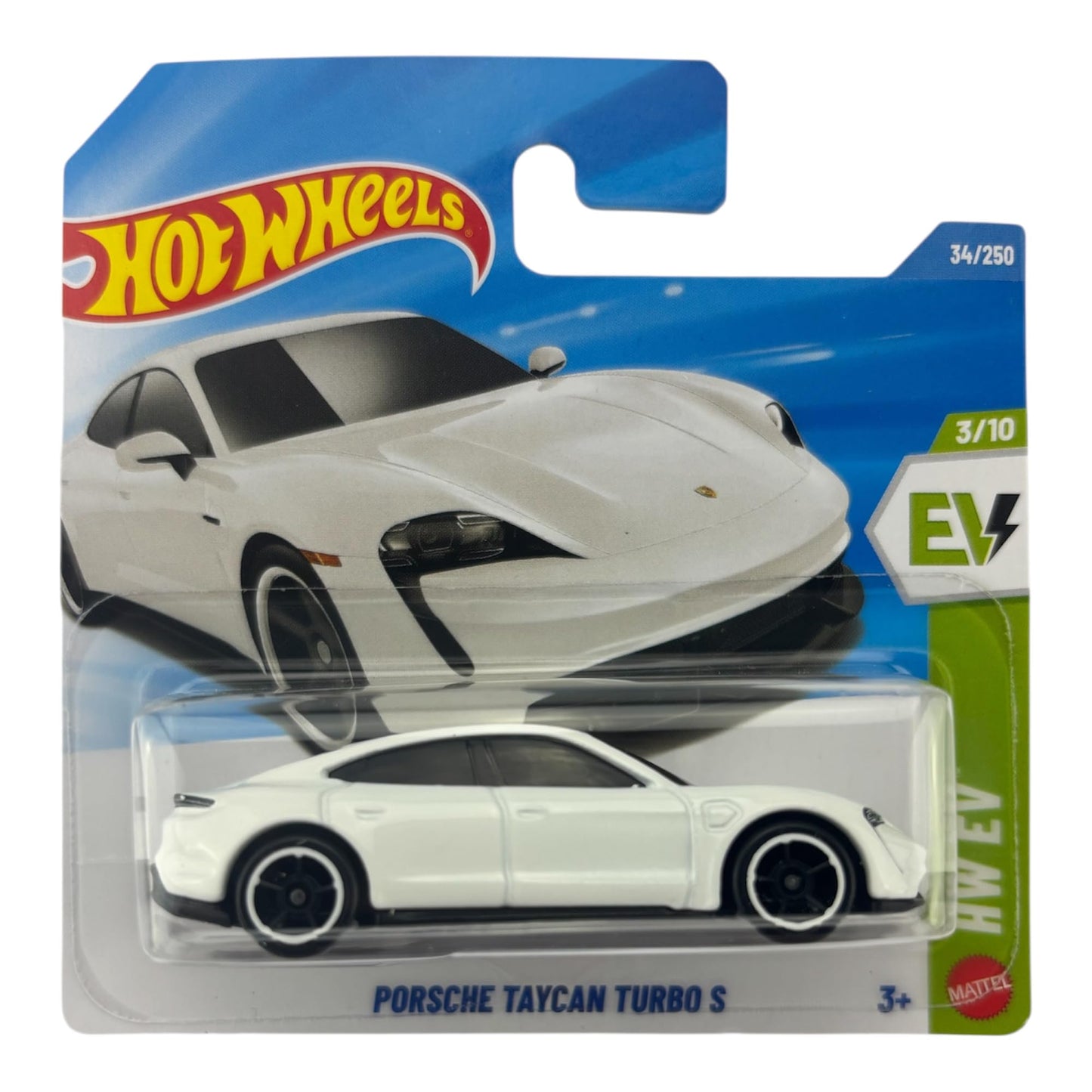 Hot Wheels Porsche Taycan Turbo S 1:64 Diecast – White, HW EV 3/10, 34/250