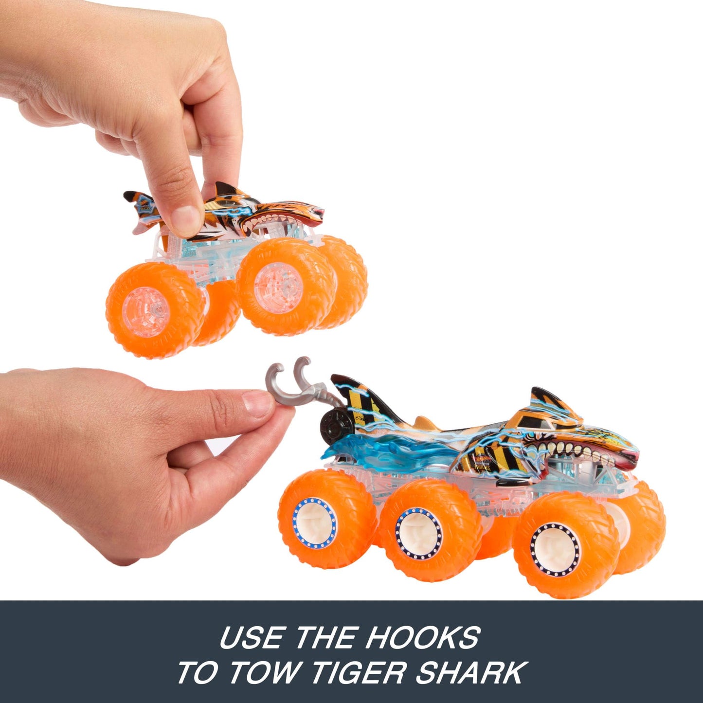 Hot Wheels Power Smashers Monster Trucks Multipack: Tiger Shark & Mega-Wrex with Big Rigs (1:64)