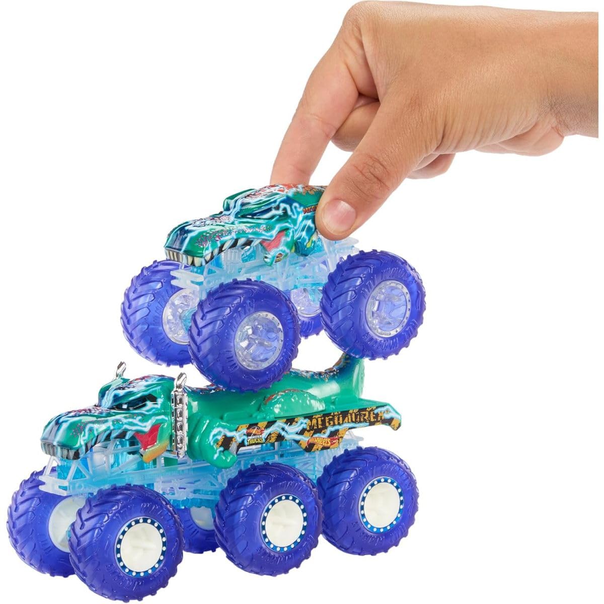Hot Wheels Power Smashers Monster Trucks Multipack: Tiger Shark & Mega-Wrex with Big Rigs (1:64)