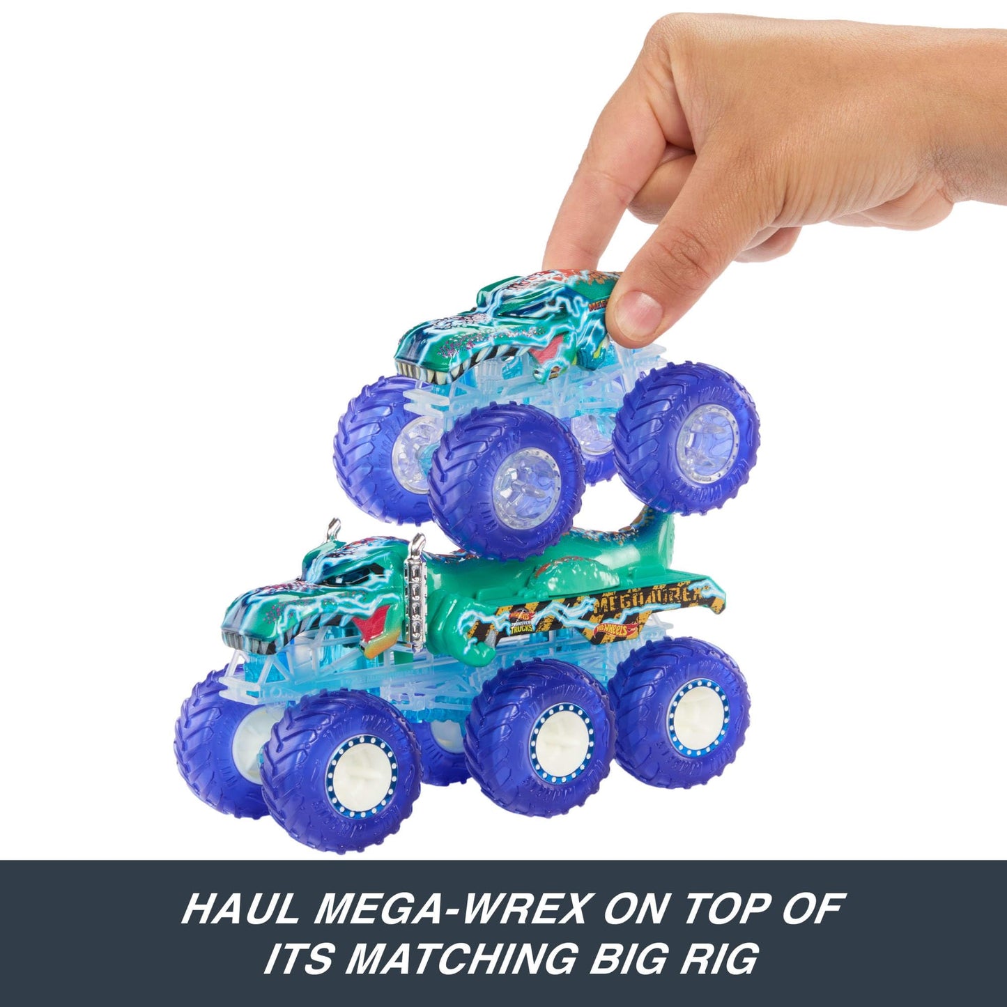 Hot Wheels Power Smashers Monster Trucks Multipack: Tiger Shark & Mega-Wrex with Big Rigs (1:64)