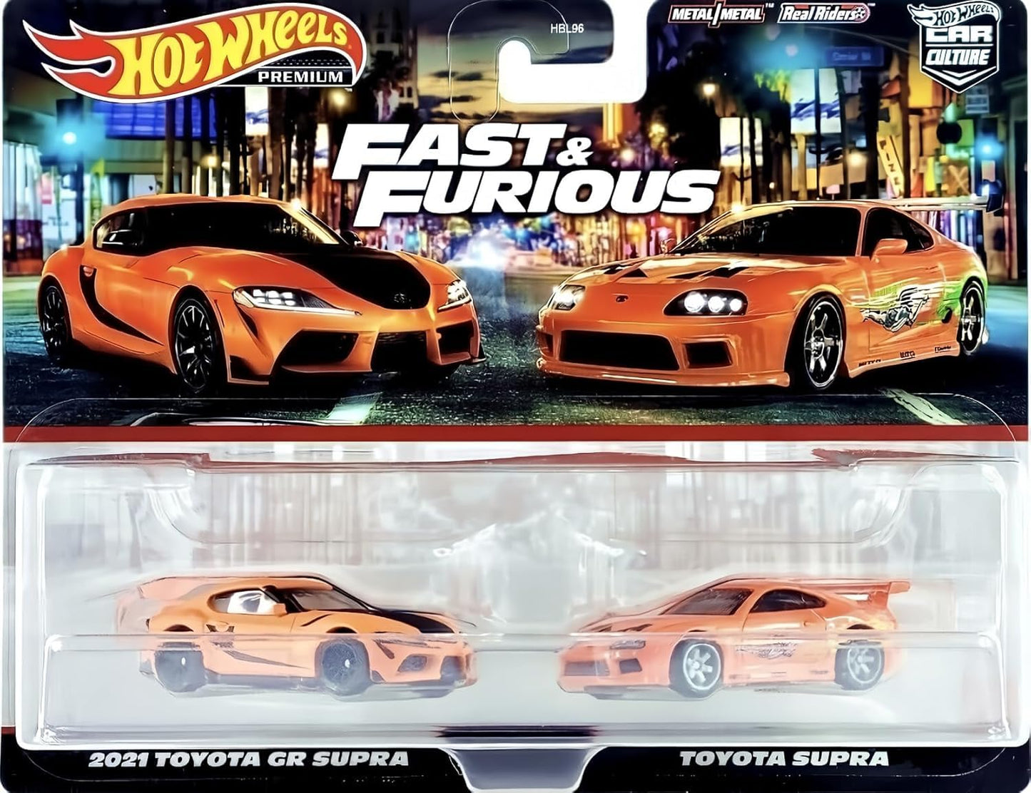 Hot Wheels Premium Car Culture Fast & Furious: 2021 Toyota GR Supra & Toyota Supra – 1:64 Scale Double Pack