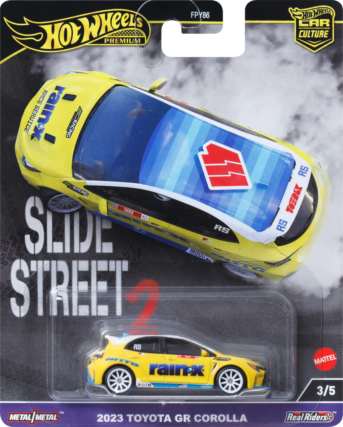 Hot Wheels Premium Car Culture 1:64 Toyota Corolla GR – Real Riders Tires & Metal/Metal Chassis