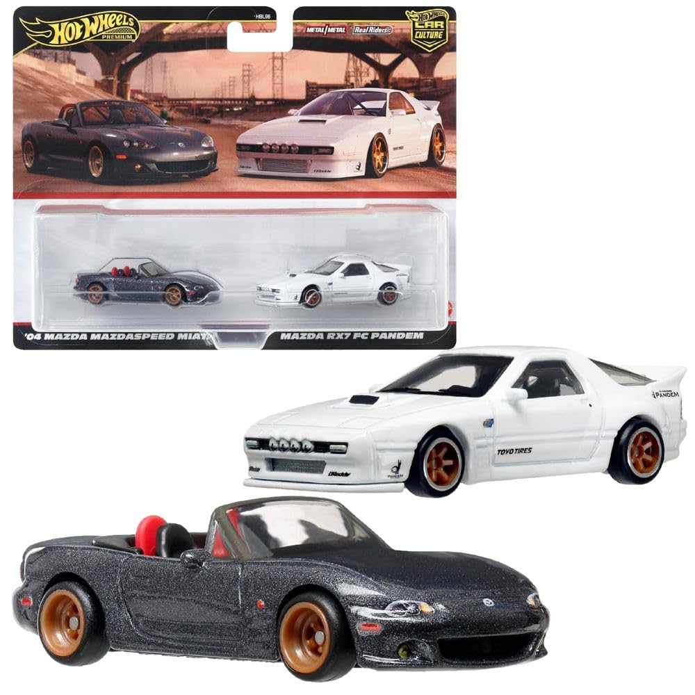 Hot Wheels Premium 2-Pack '04 Mazda Mazdaspeed Miata / Mazda RX-7 FC Pandem HRR75 | Car Culture