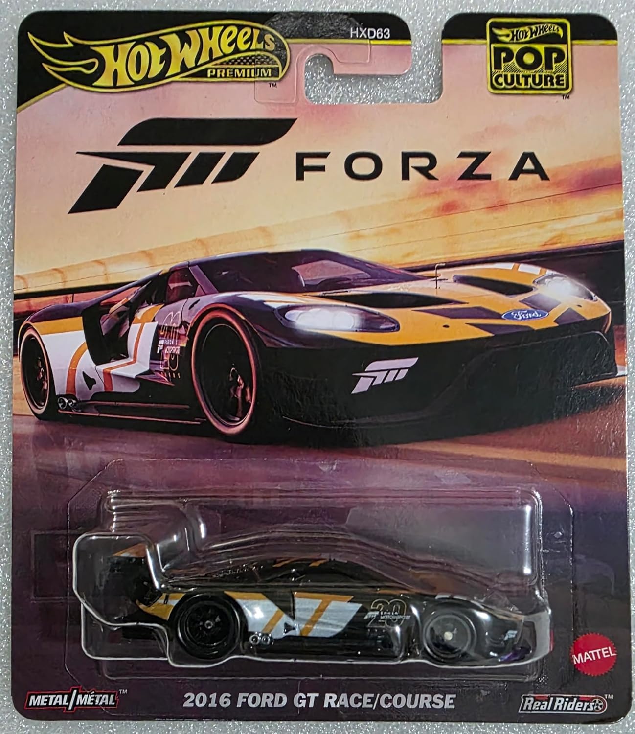 Hot Wheels Premium Pop Culture Forza 2016 Ford GT – 1:64 Die-Cast with Real Riders Tires