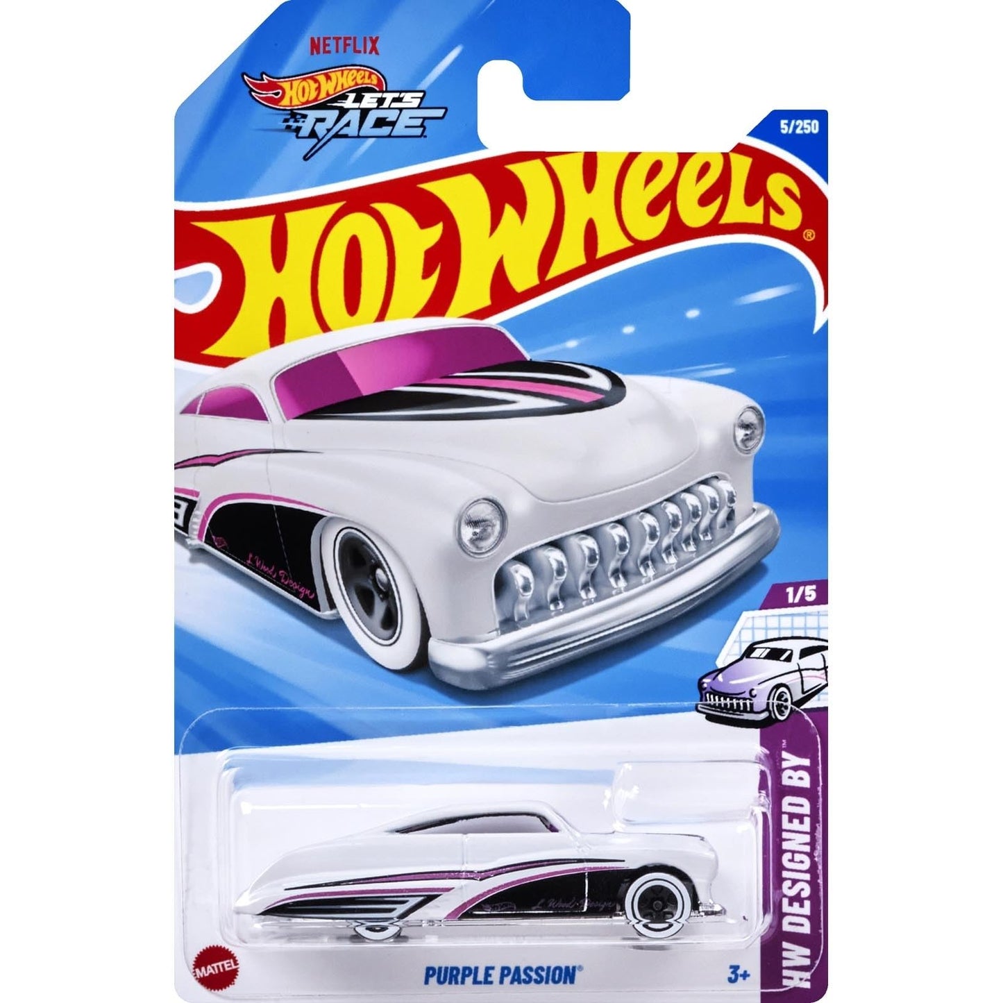 Hot Wheels Purple Passion 1:64 Die Cast – Designed by 1/5 White 5/250