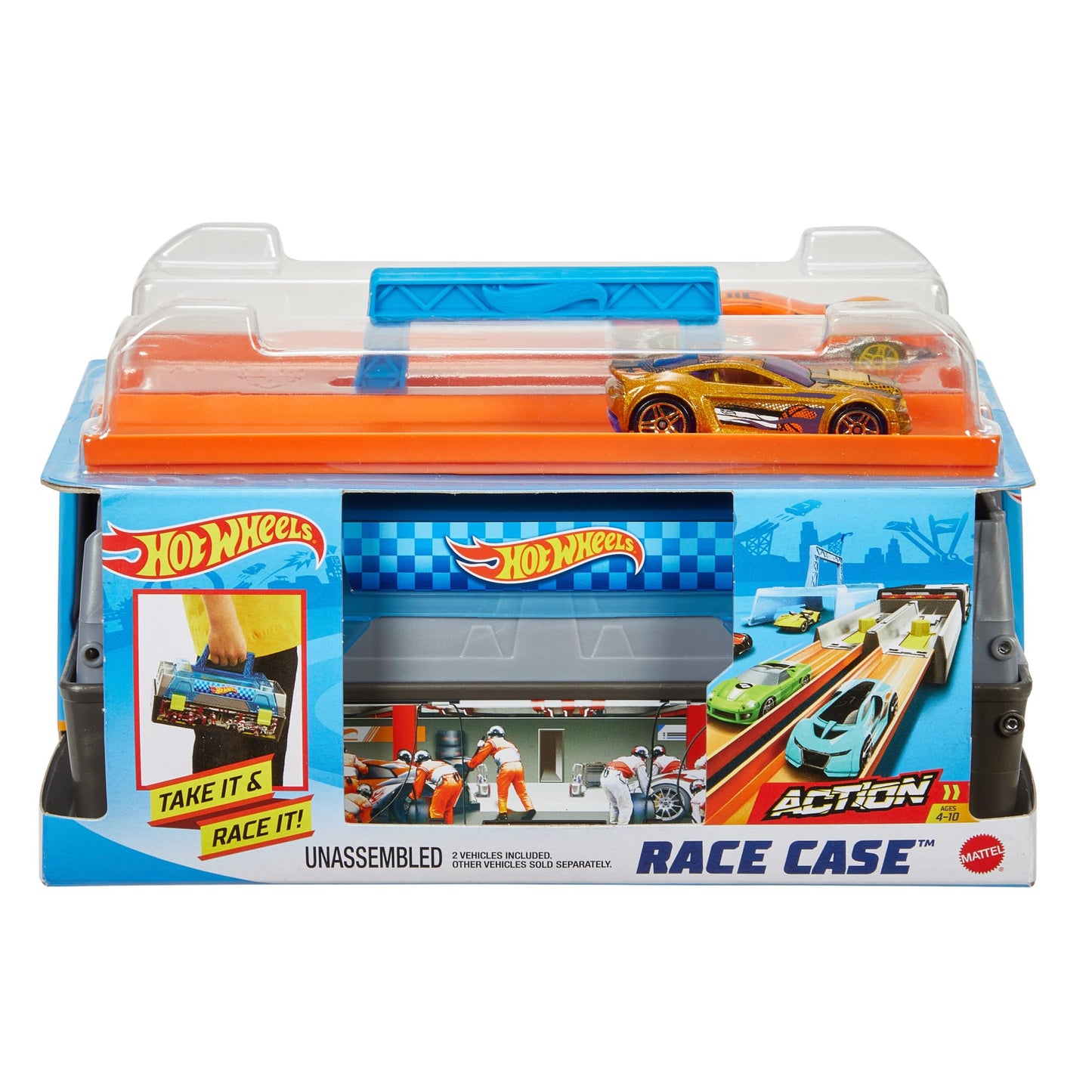 Hot Wheels Race Case Playset with Dual Launchers & 1:64 Cars