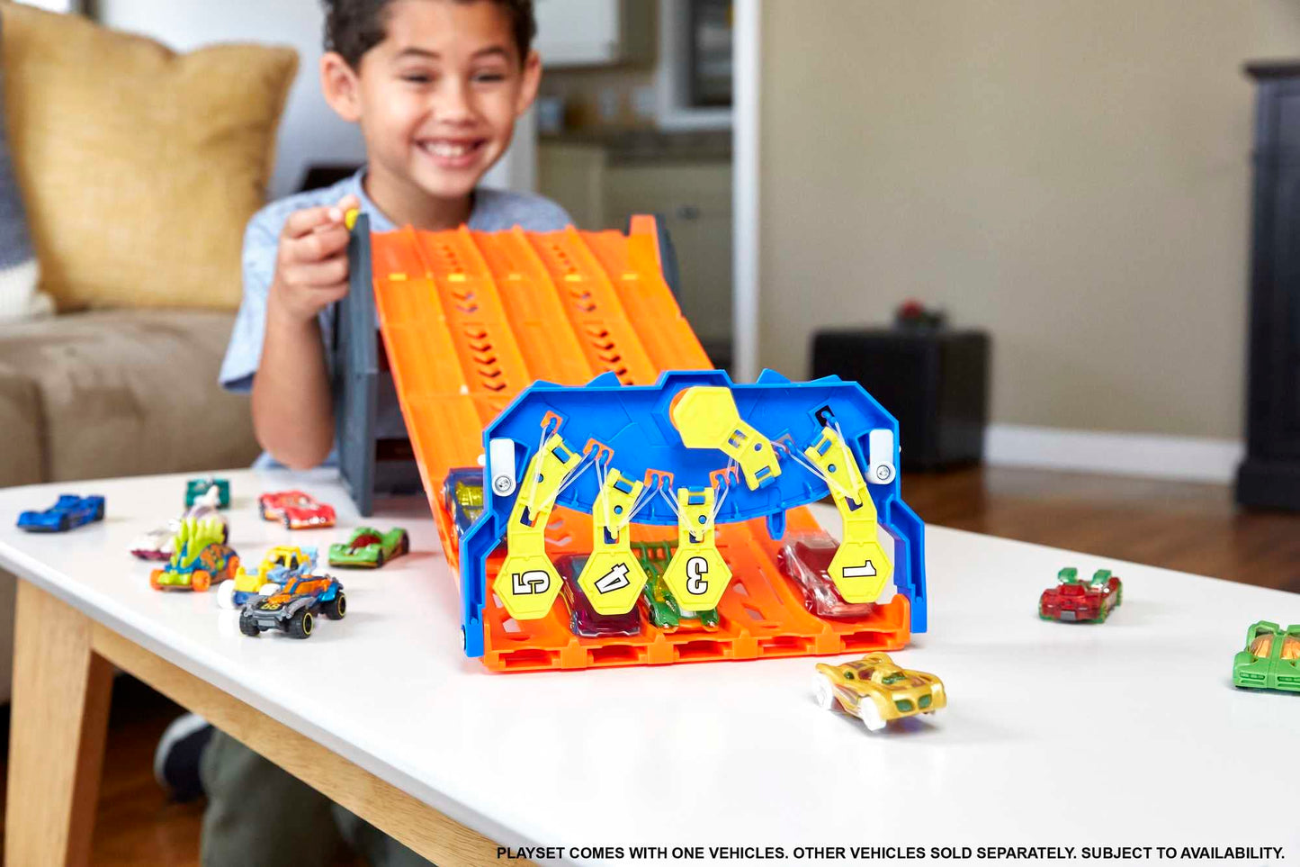 Hot Wheels Roll Out Raceway Track Set – 5-Lane, Storage Bucket, Includes Car | Ages 4–10 | HGK41